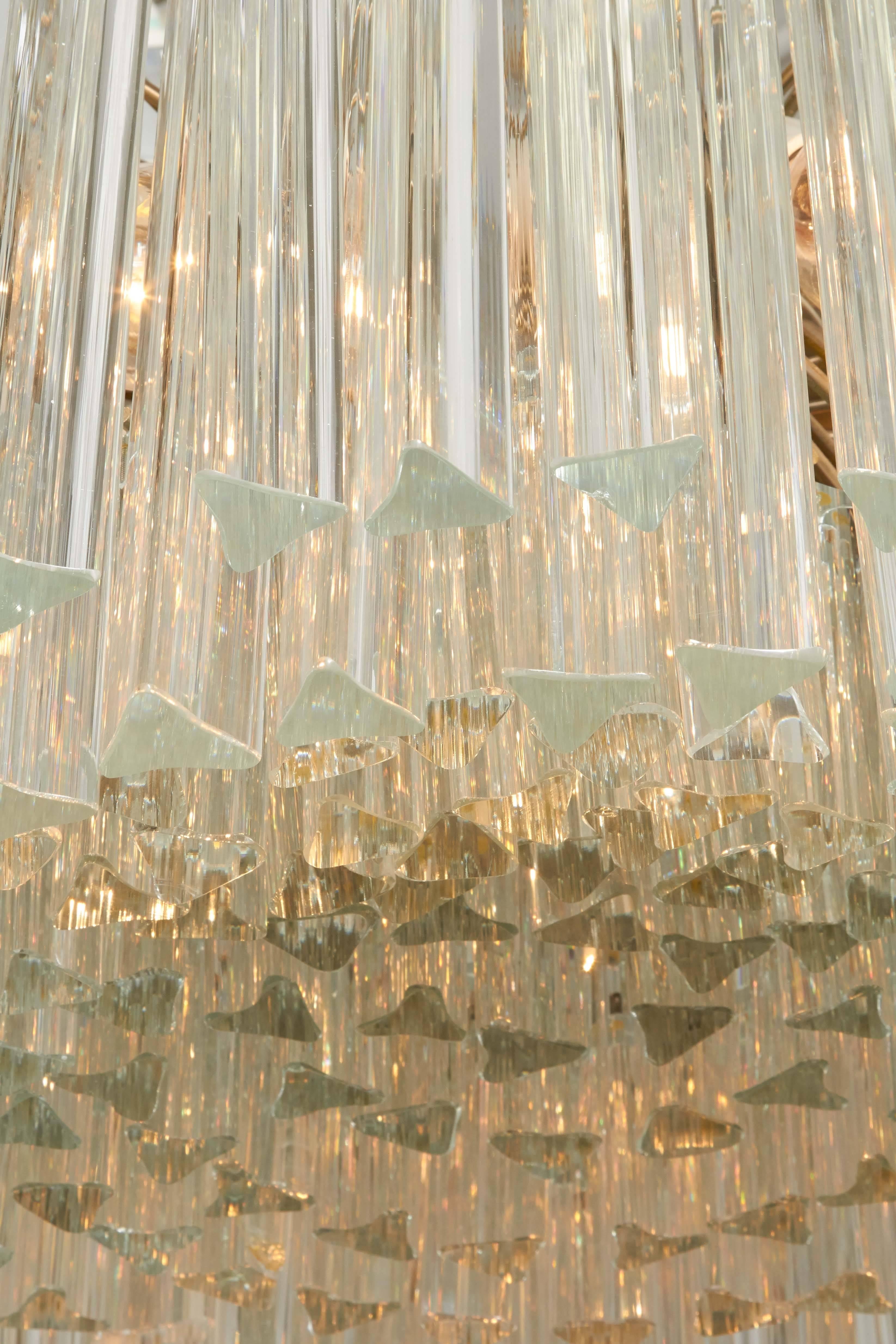 Metal Venini Glass Prism Chandelier by Camer