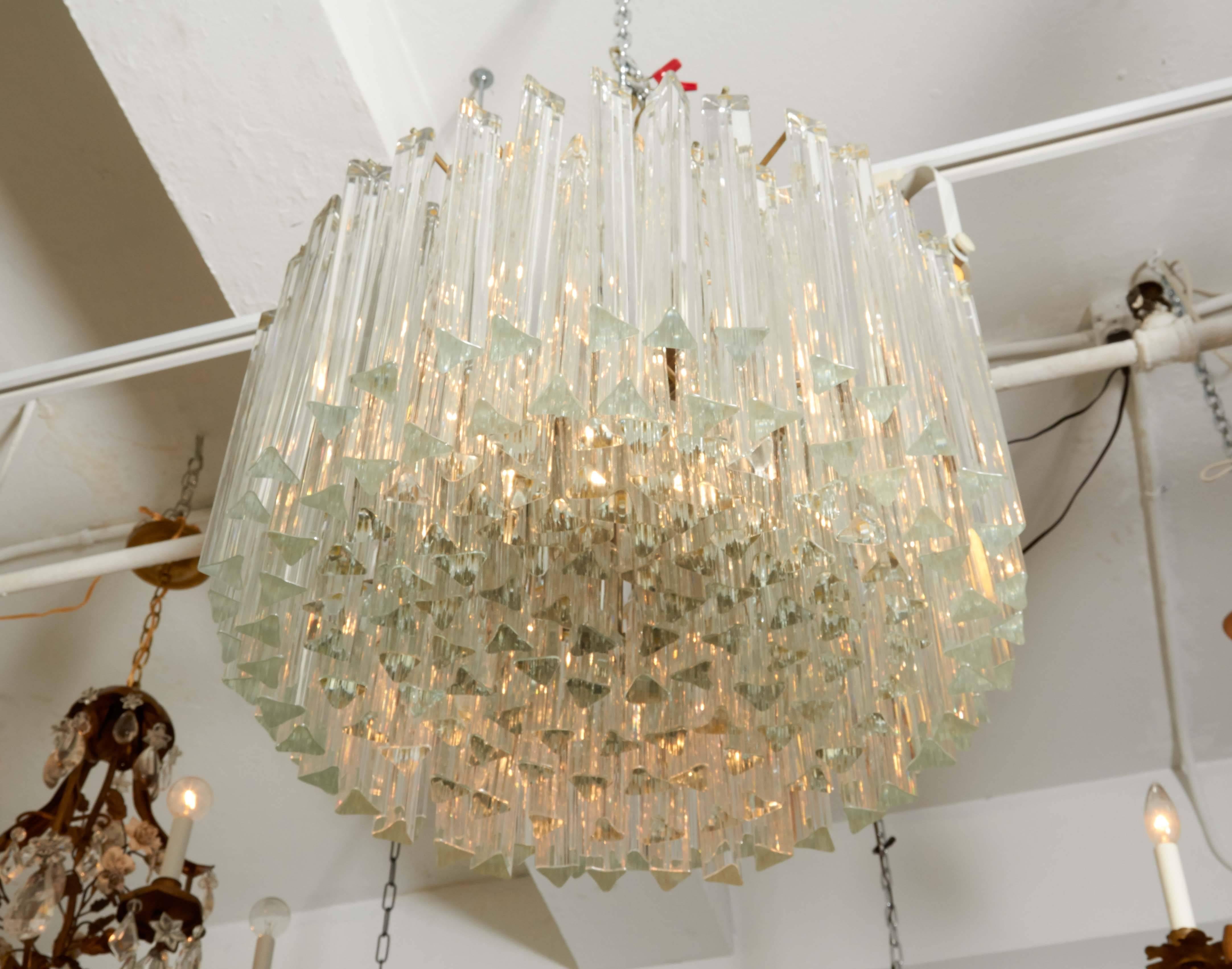 Venini Glass Prism Chandelier by Camer 1