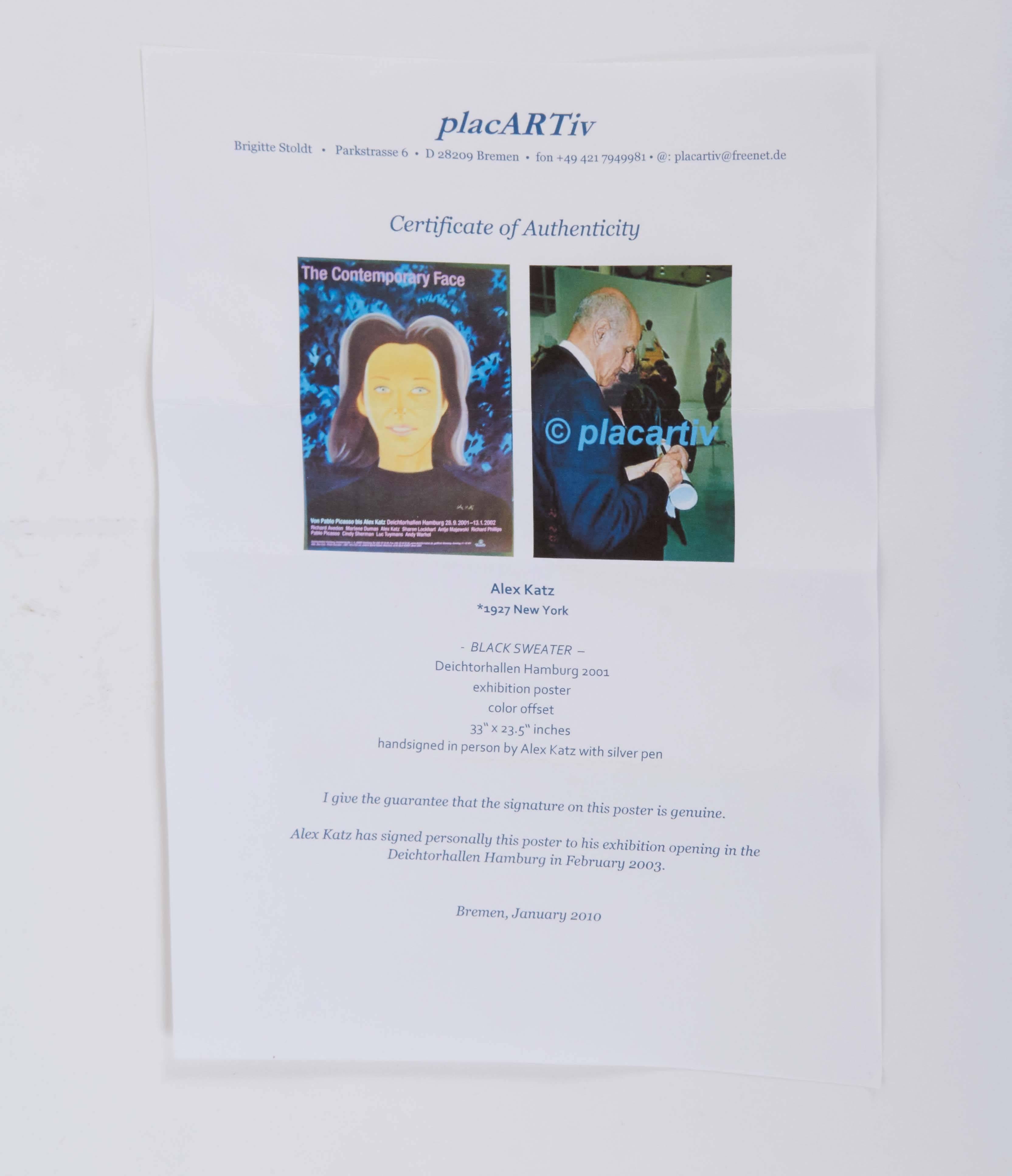 'The Contemporary Face' Exhibition Poster, Signed by Alex Katz 3