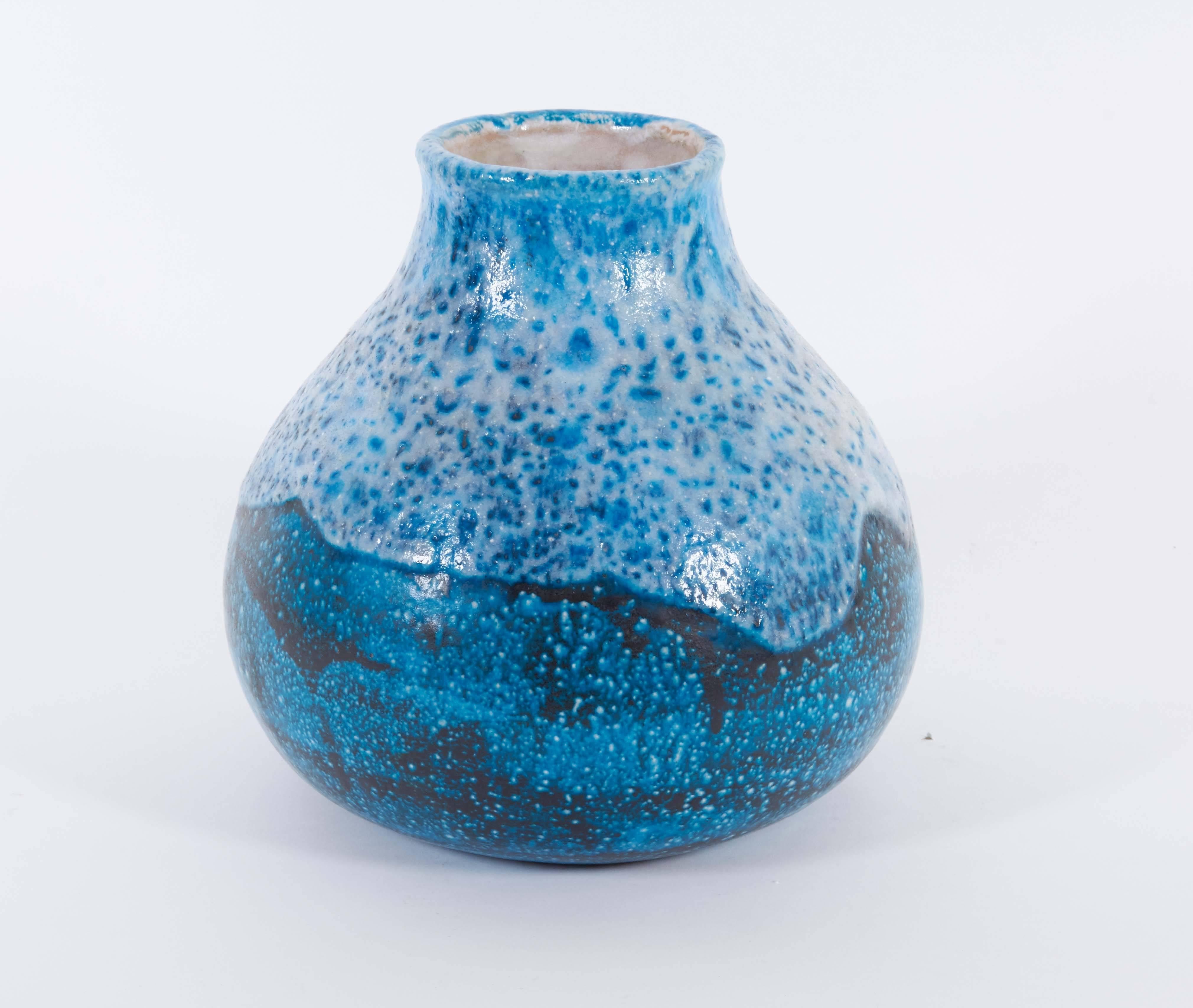 Italian Guido Gambone Round Mottled Ceramic Vase