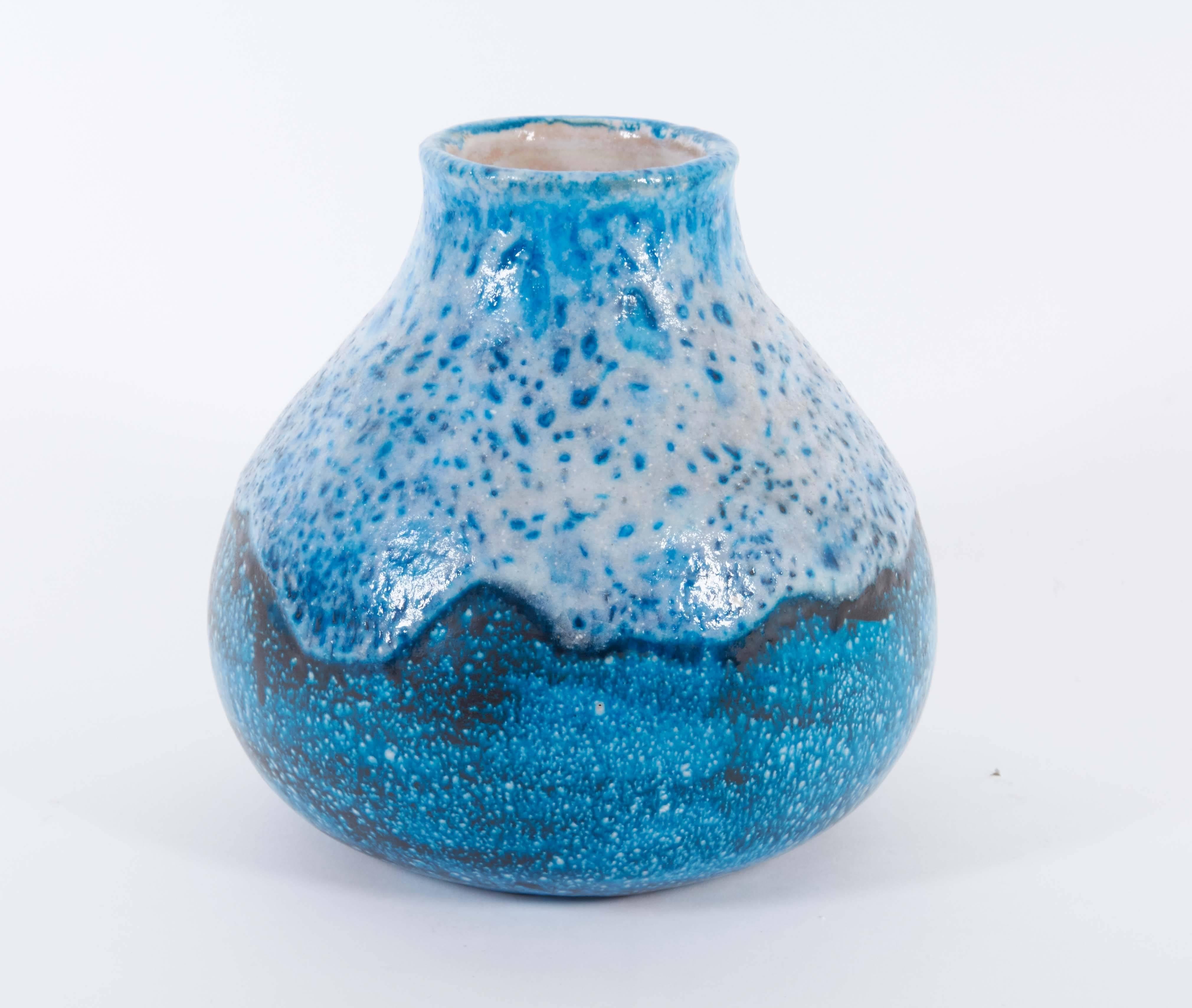 Glazed Guido Gambone Round Mottled Ceramic Vase