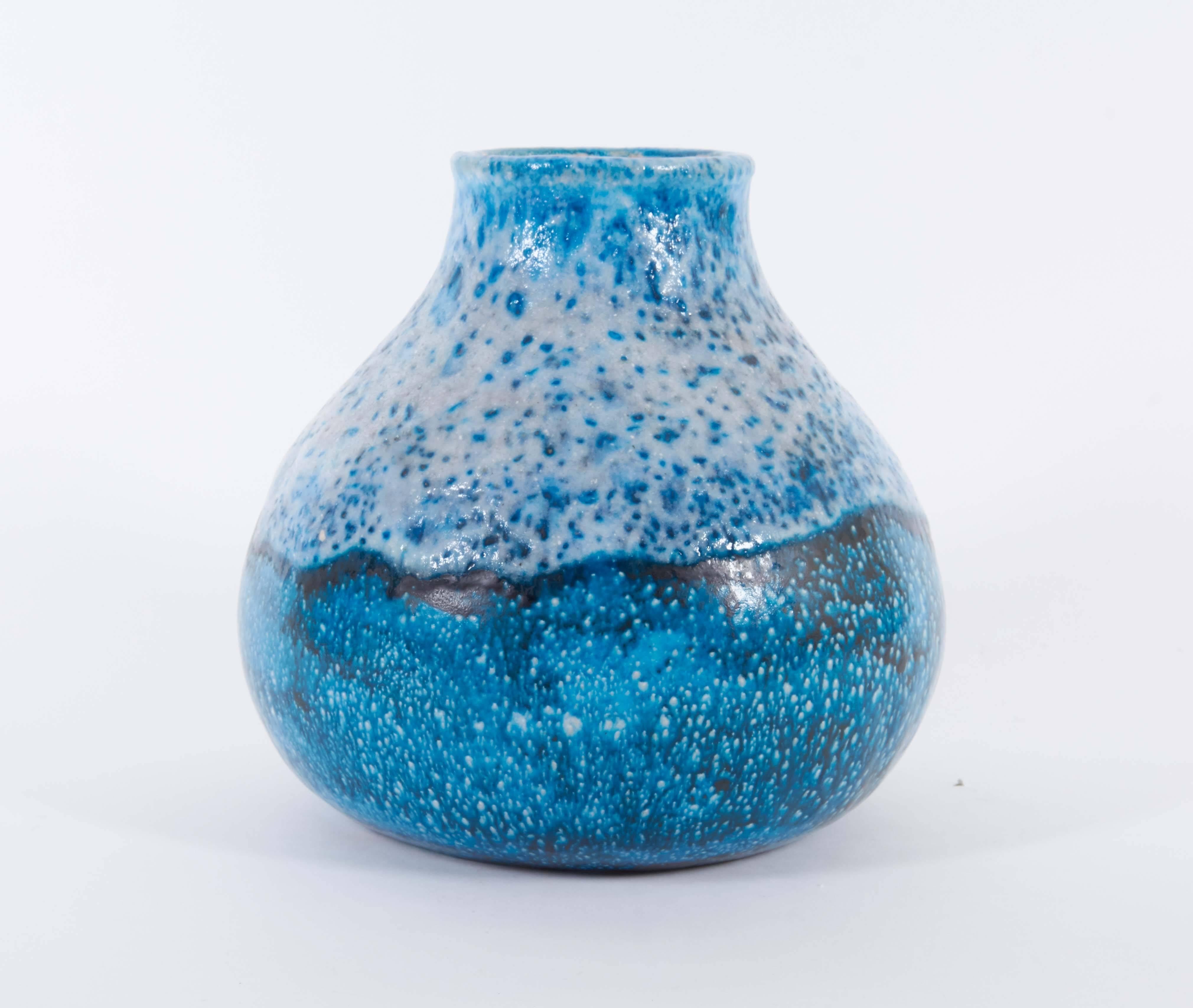20th Century Guido Gambone Round Mottled Ceramic Vase