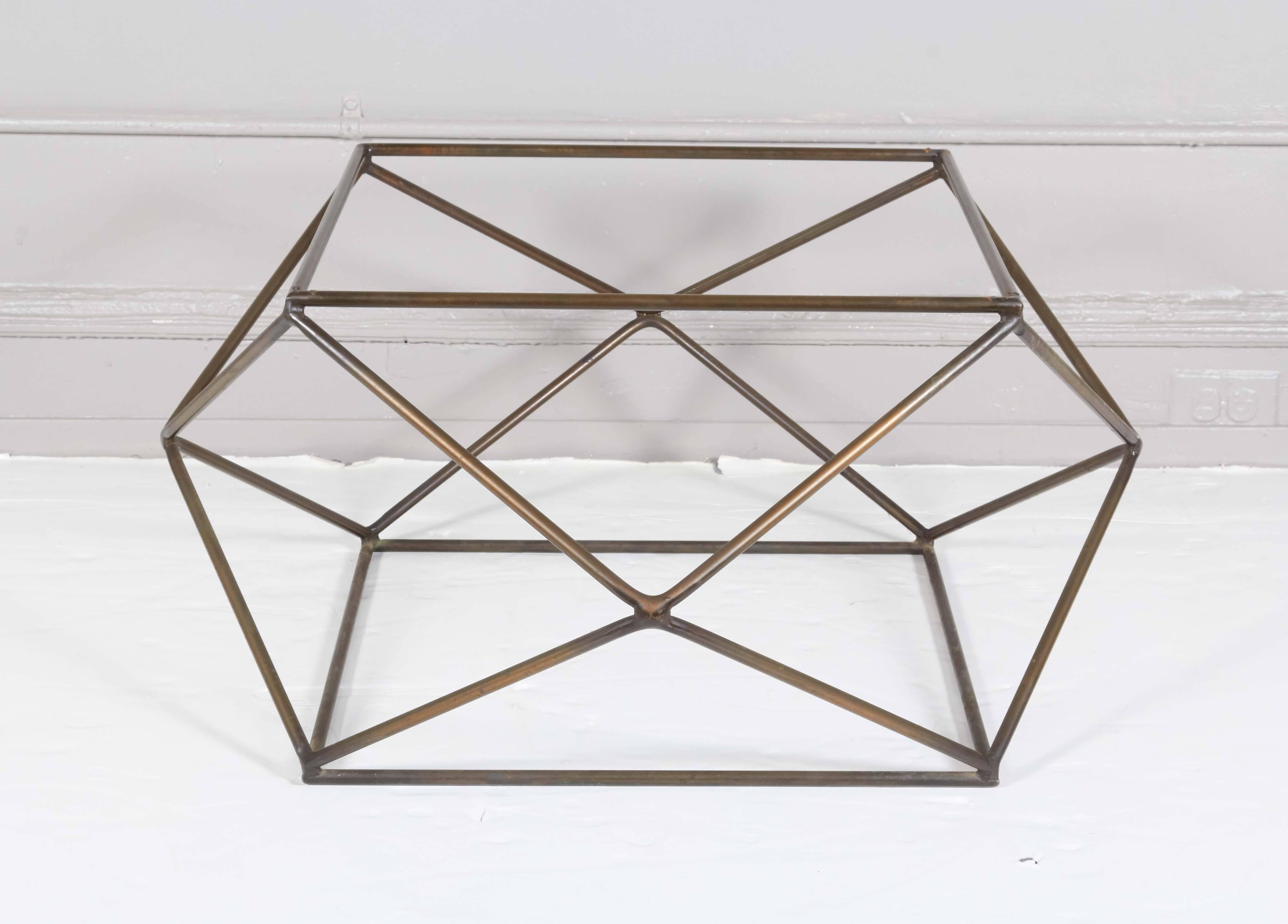 American Milo Baughman Geometric Coffee Table with Bronze Finish