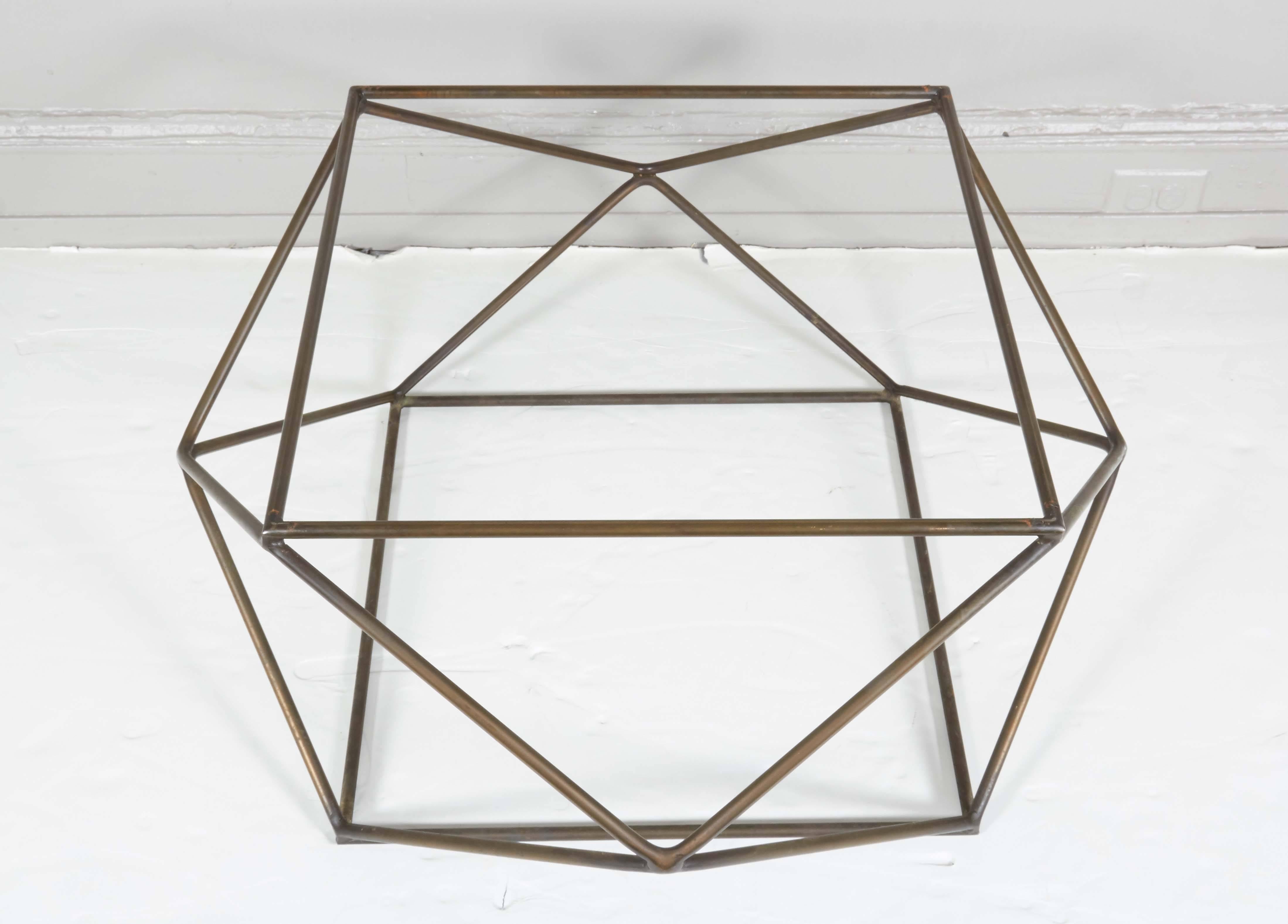 Milo Baughman Geometric Coffee Table with Bronze Finish In Good Condition In New York, NY