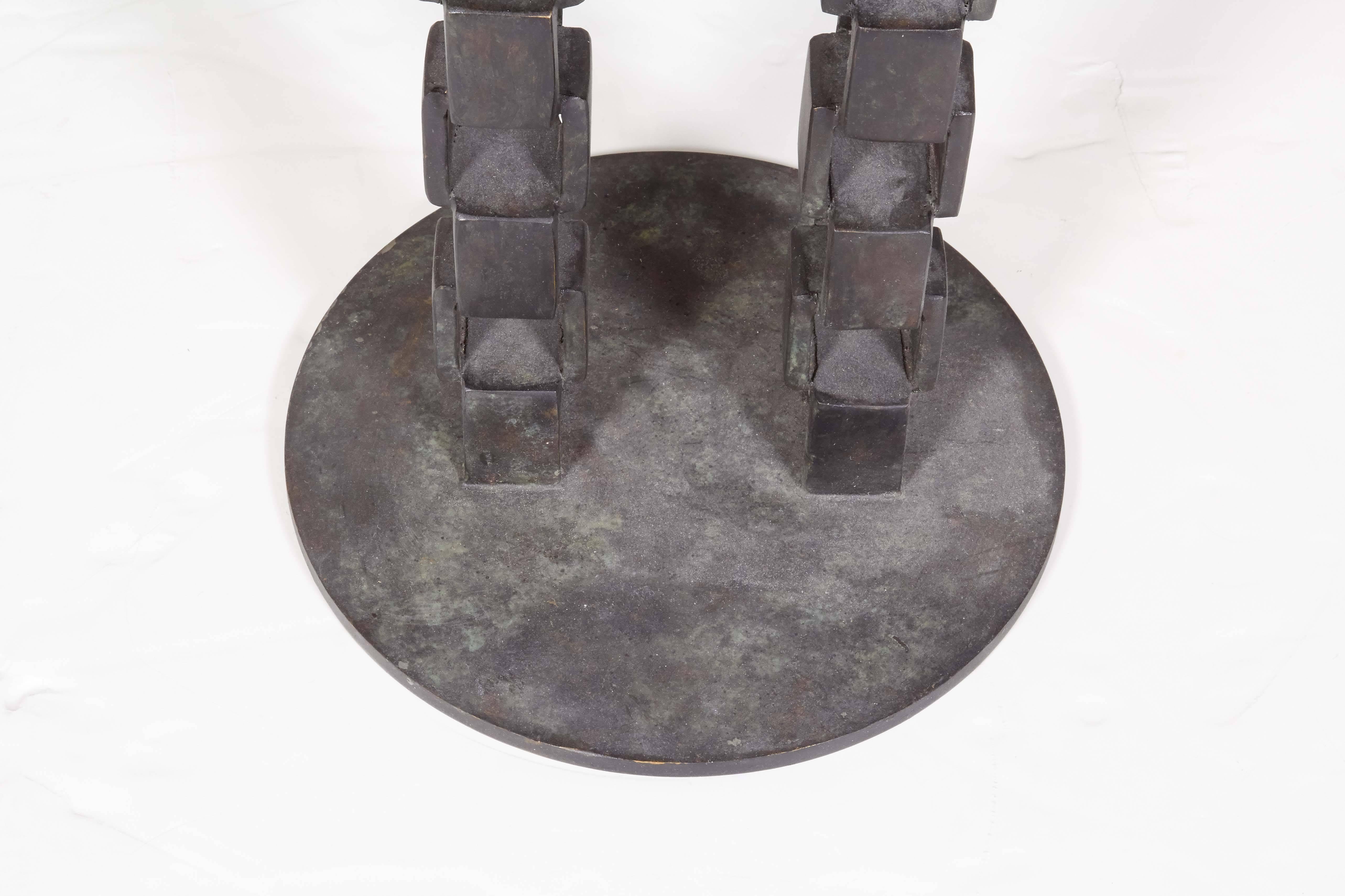 Two-Tier Shagreen Top Table on Chain Link Base In Good Condition In Astoria, NY