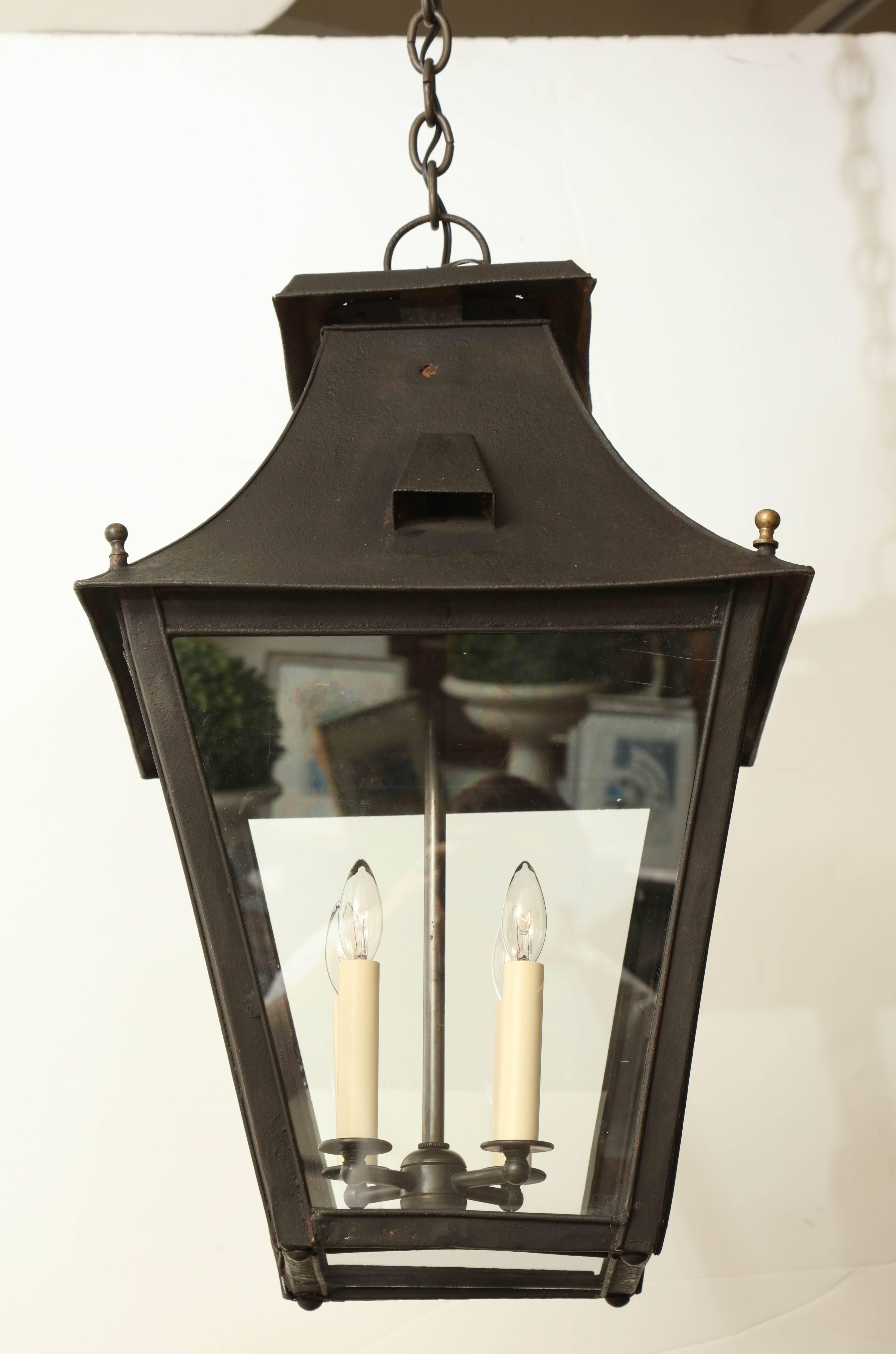 Italian 19th Century Painted Metal and Glass Lantern 6