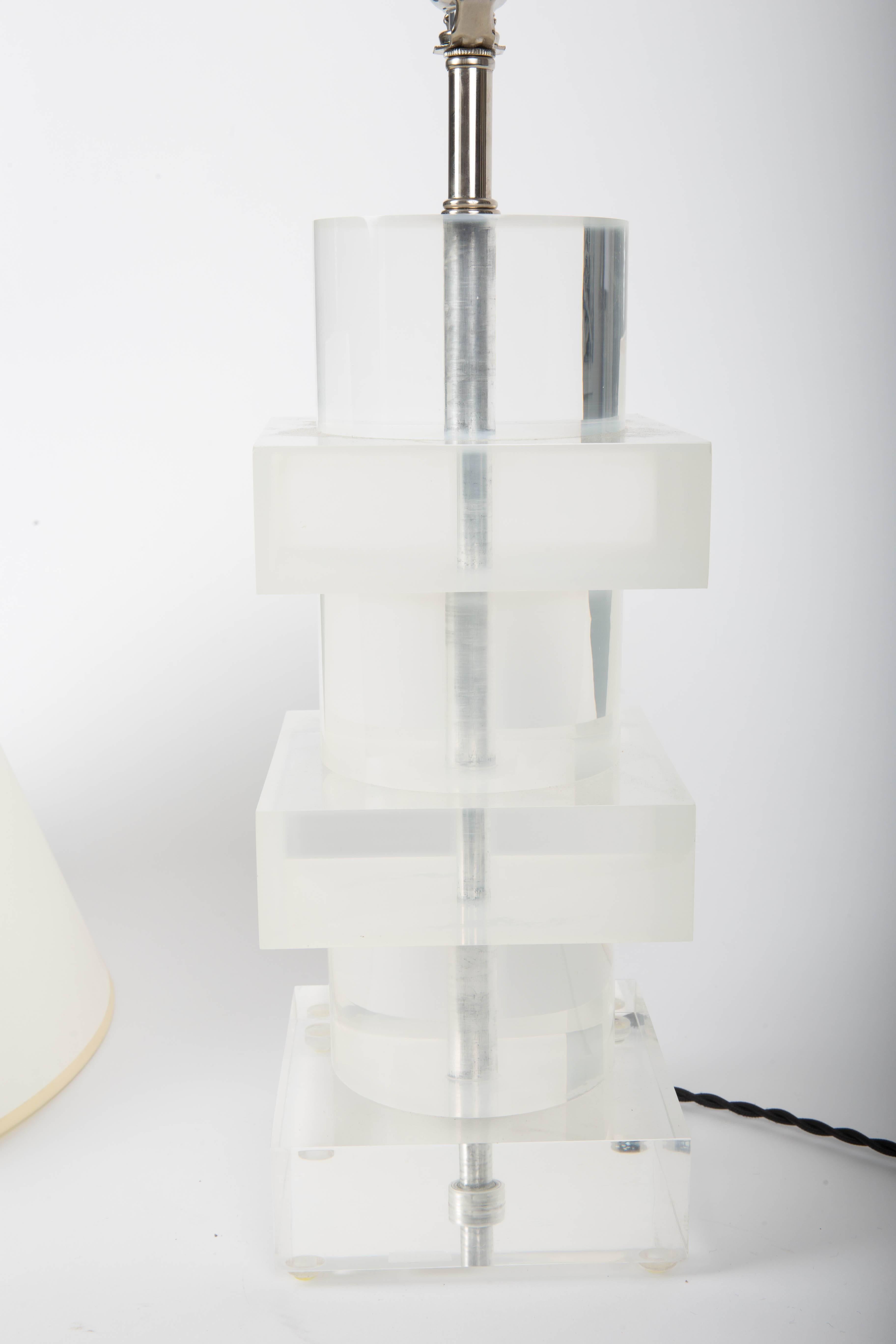 Stacked Geometric Lucite Table Lamp 3