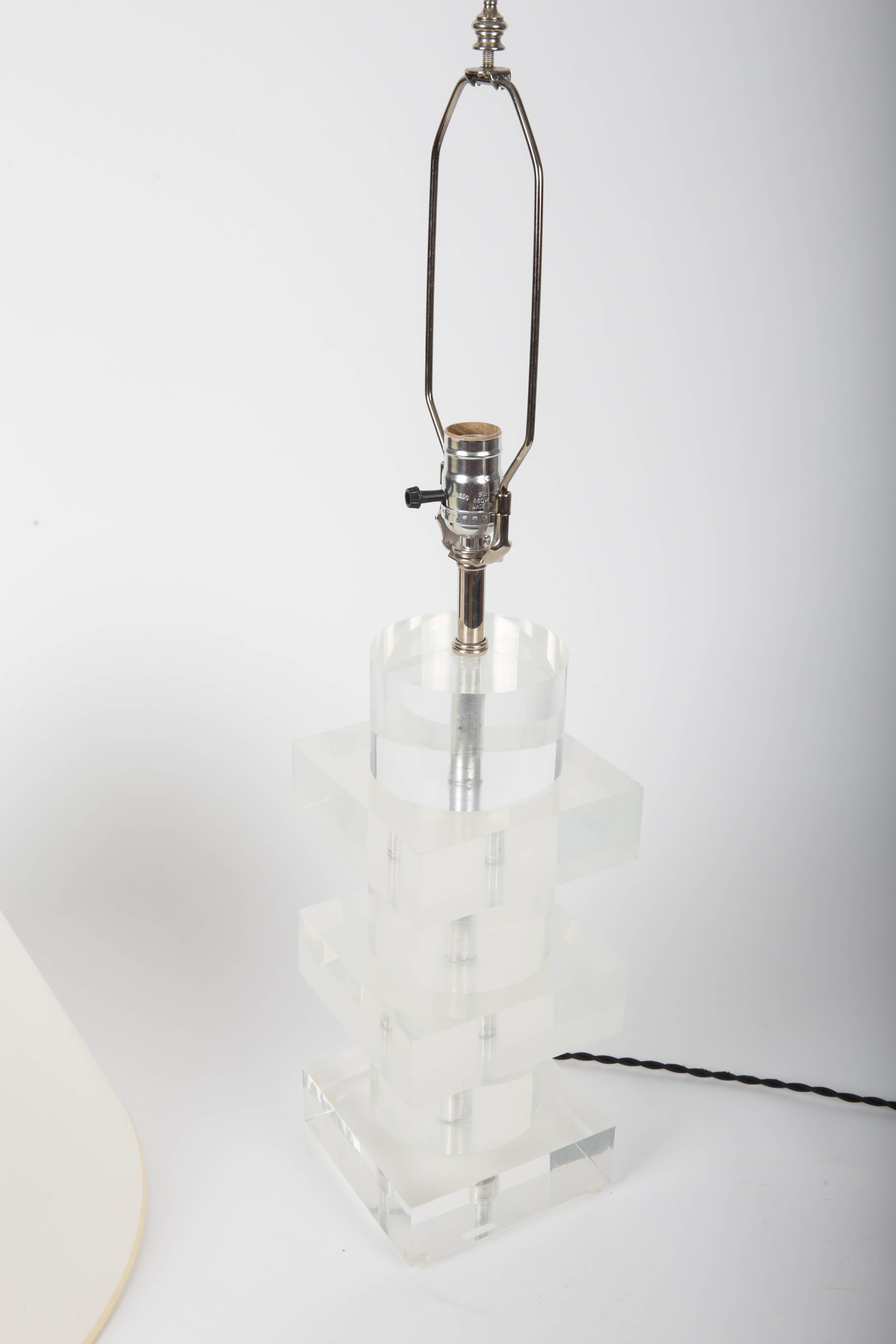 Stacked Geometric Lucite Table Lamp 4