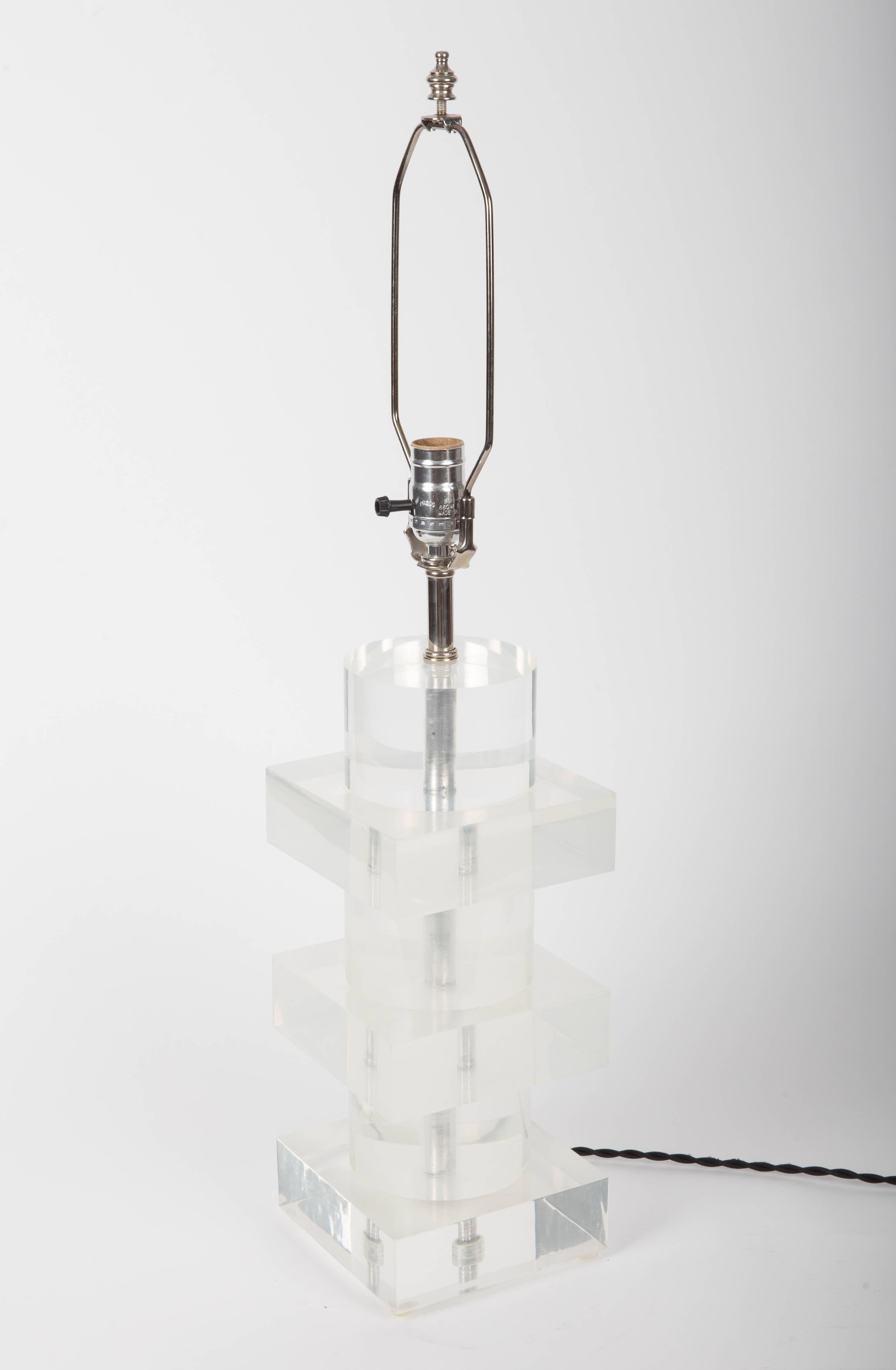 Stacked Geometric Lucite Table Lamp 5
