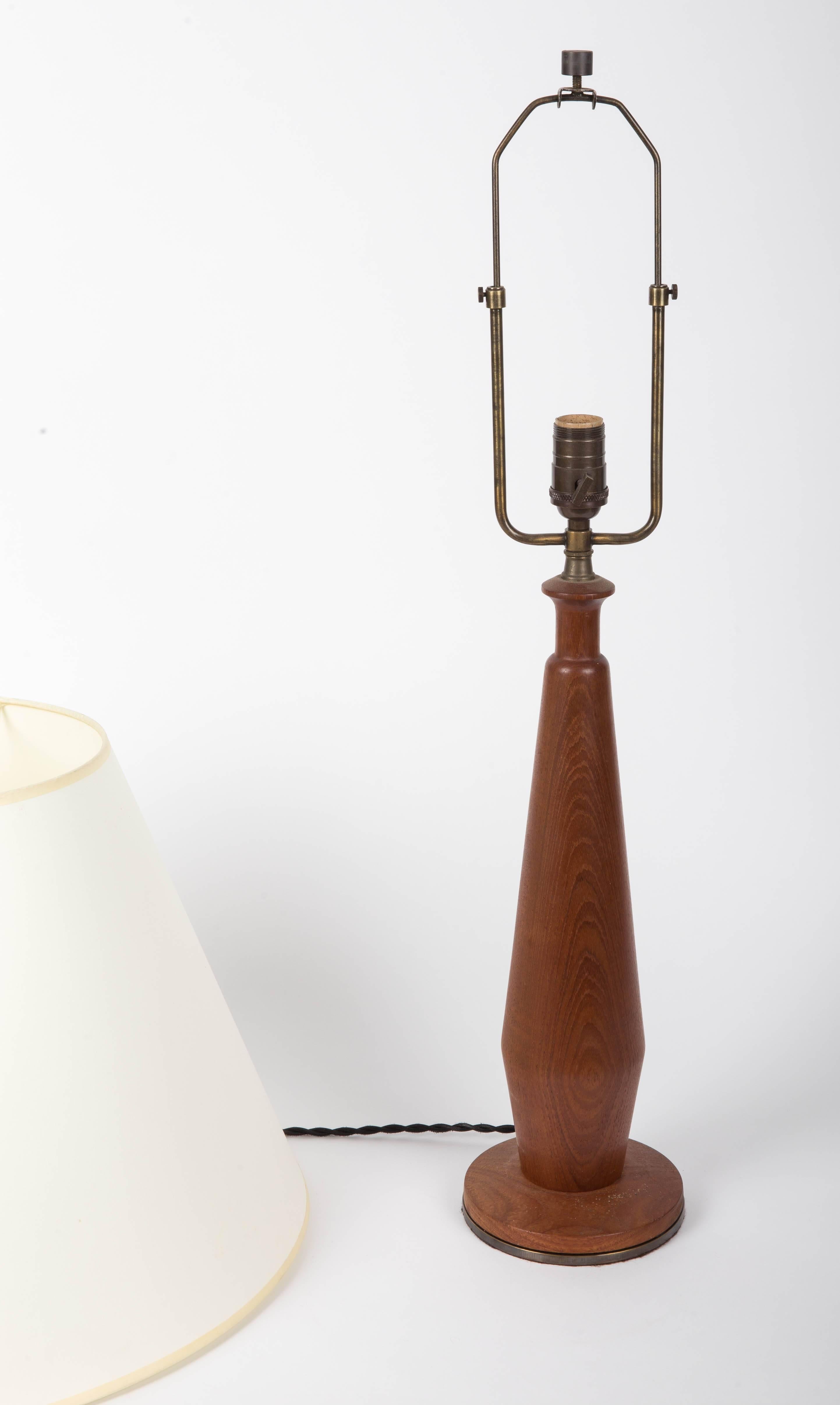 Pair of Teak Lamps with Bronze Bases 2