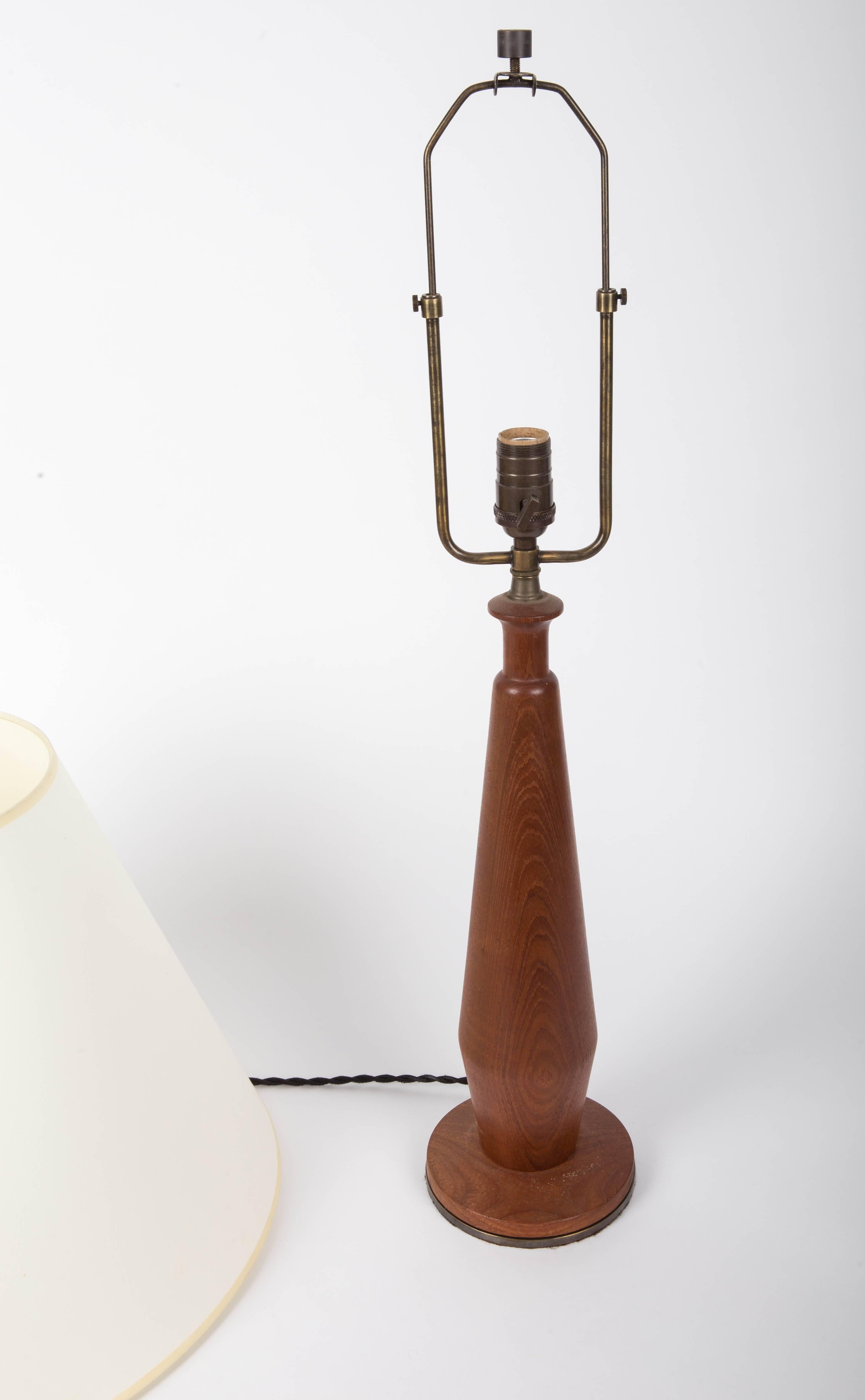 Pair of Teak Lamps with Bronze Bases 3