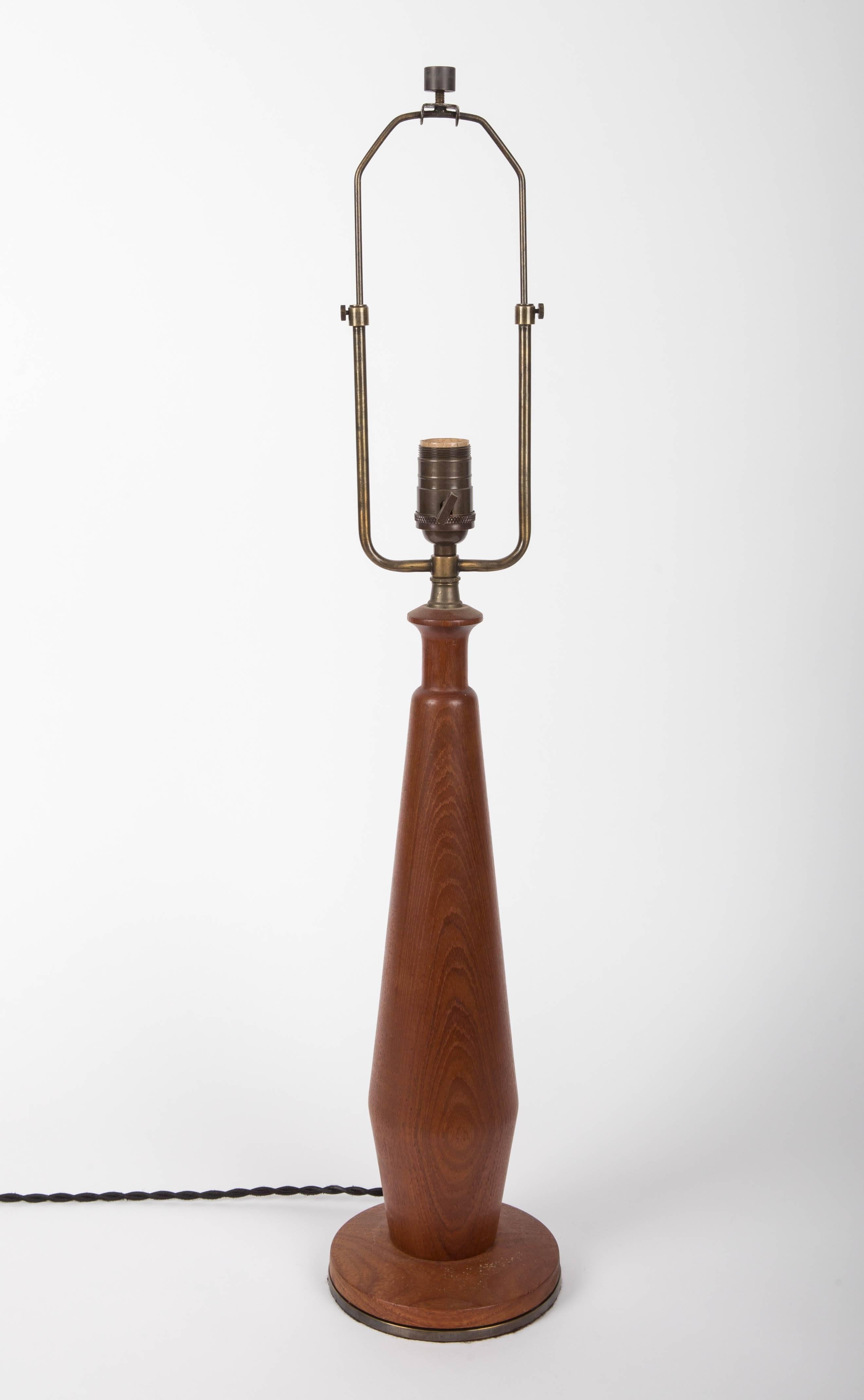 Pair of Teak Lamps with Bronze Bases 4