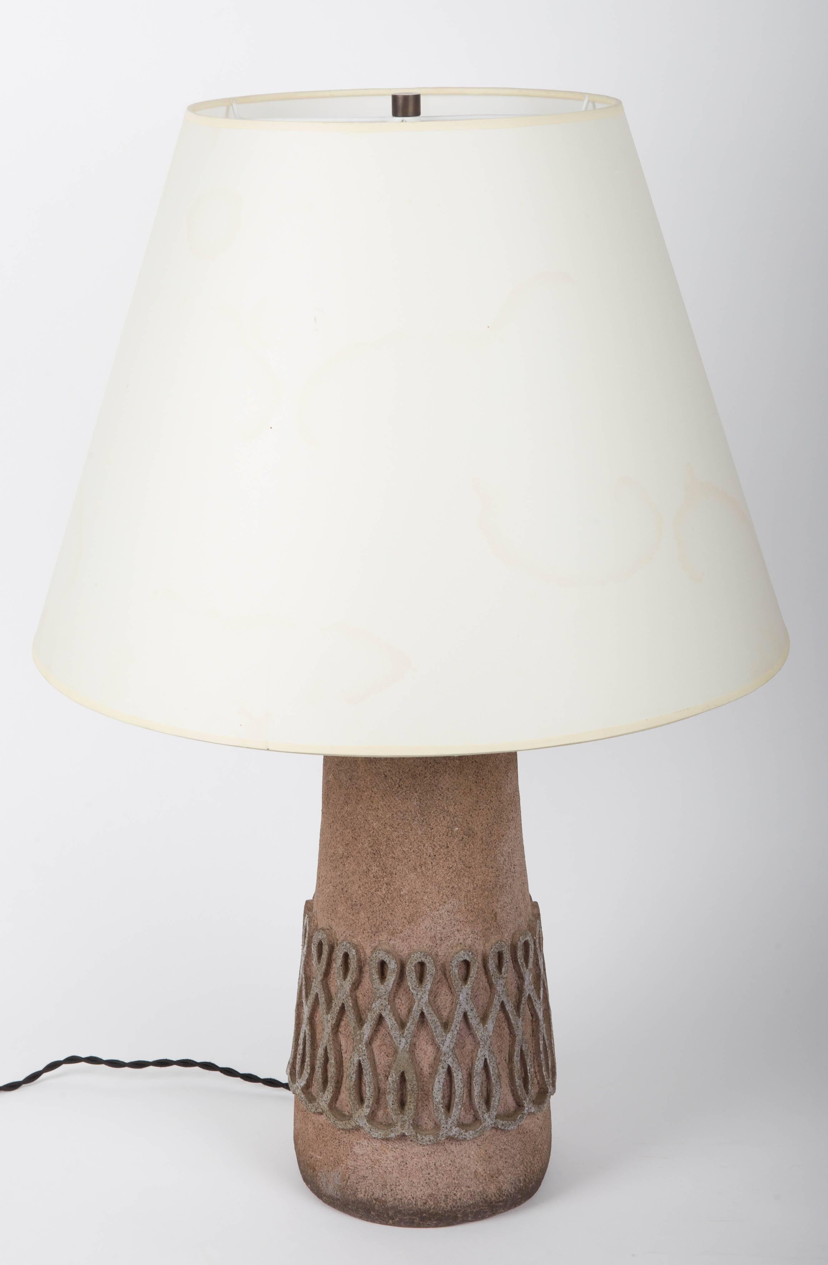 French Textured Stone Table Lamp with Intricate Design, France, 20th Century 