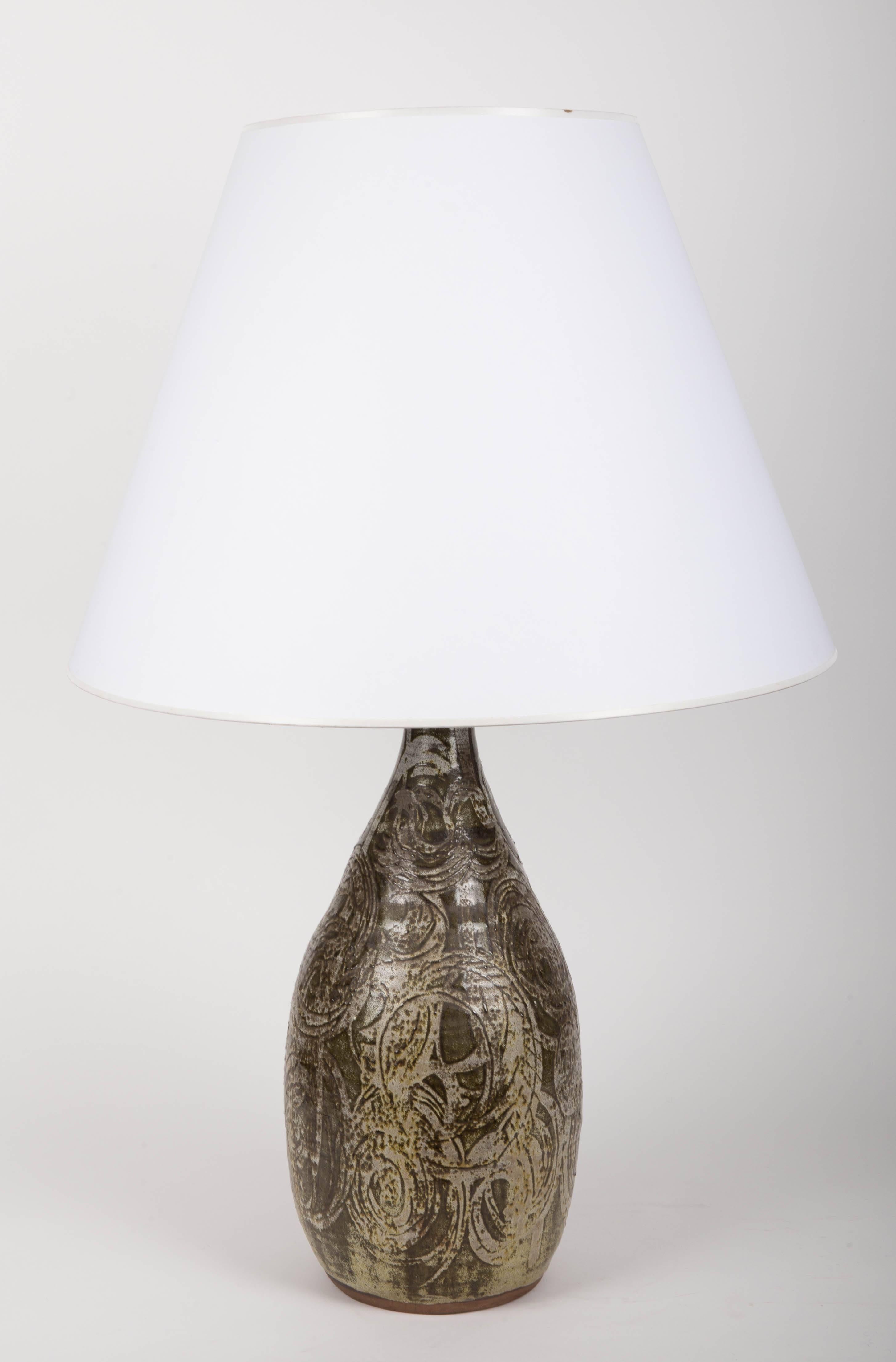 Vintage Gray and Green Mid-Century Table Lamp In Excellent Condition In New York City, NY