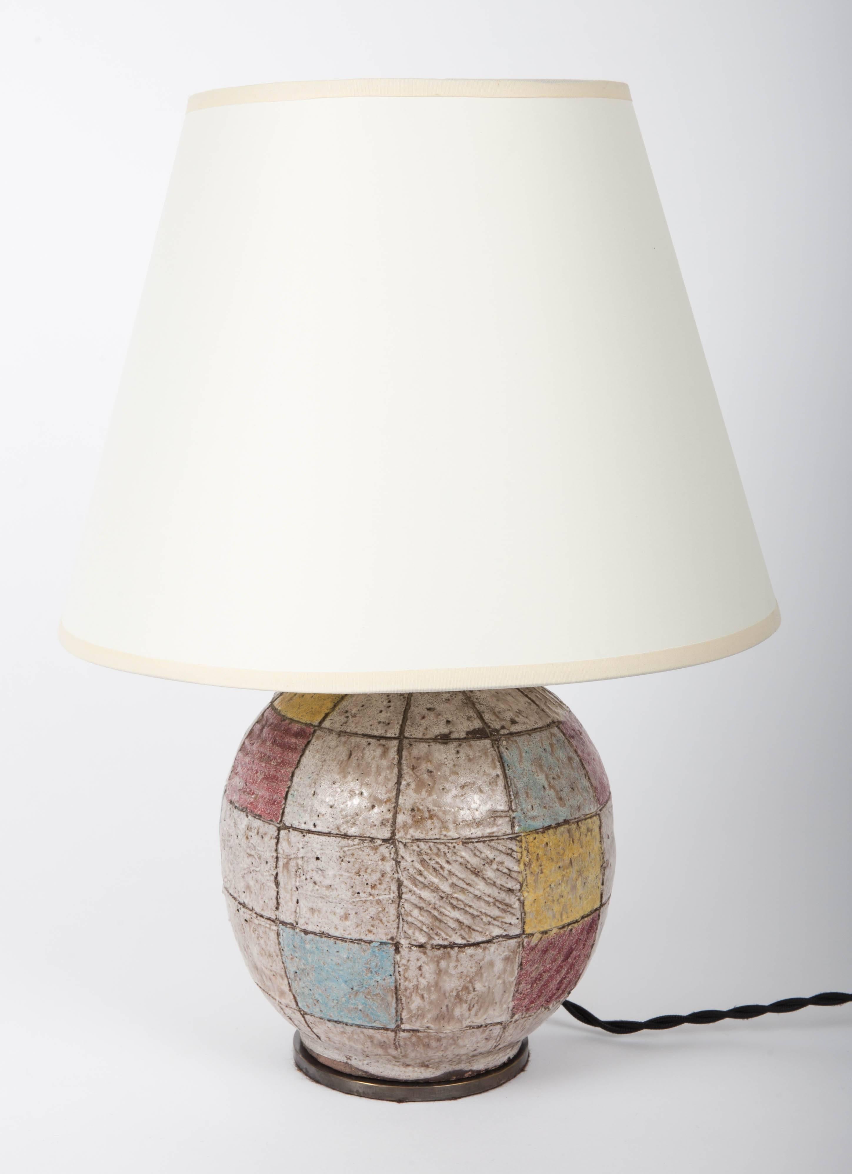 Red, white, yellow and blue color block lamp by Bitossi.