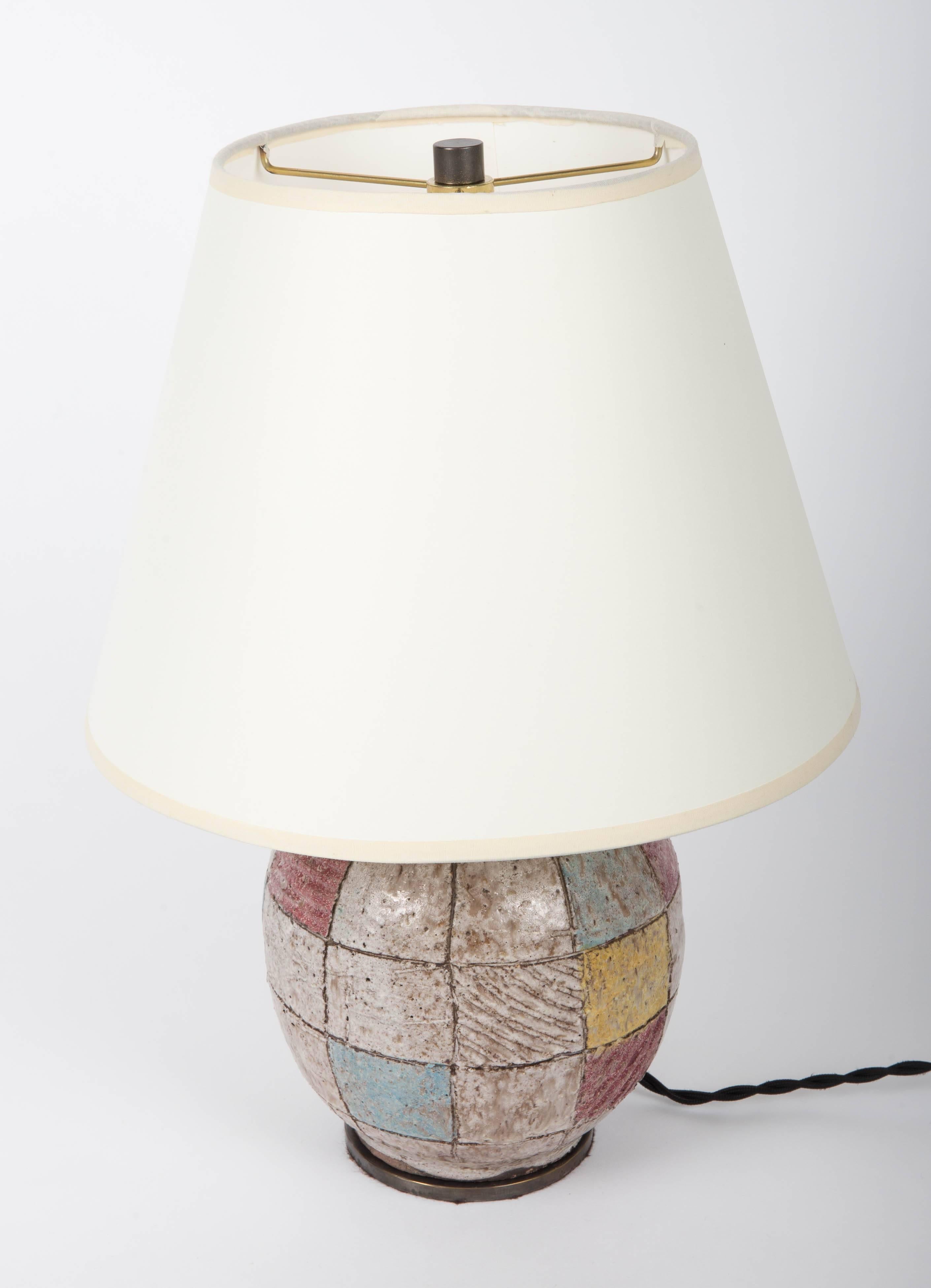 Italian Small Color Block Ceramic Lamp in the Syle of Bitossi