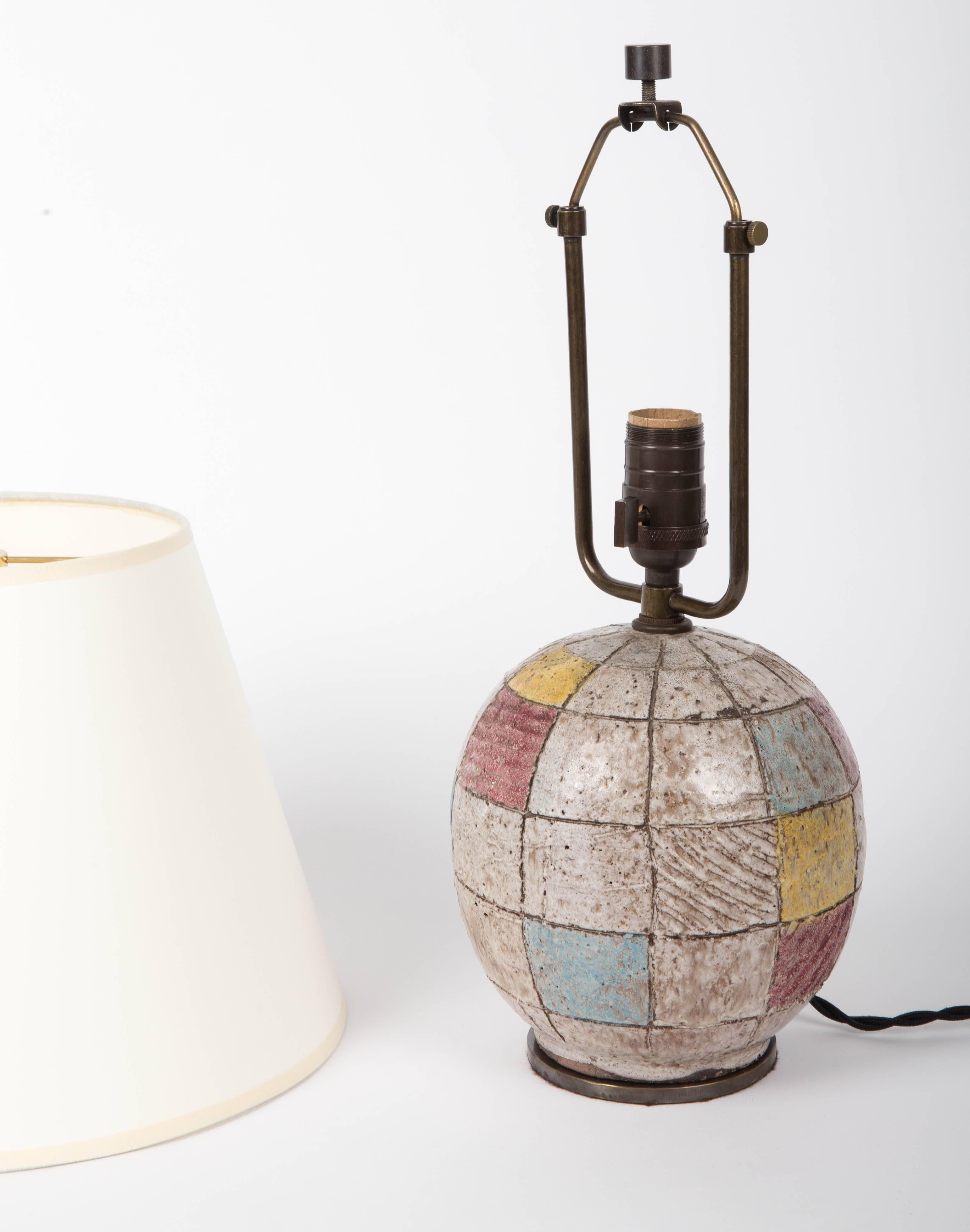 Small Color Block Ceramic Lamp in the Syle of Bitossi 2