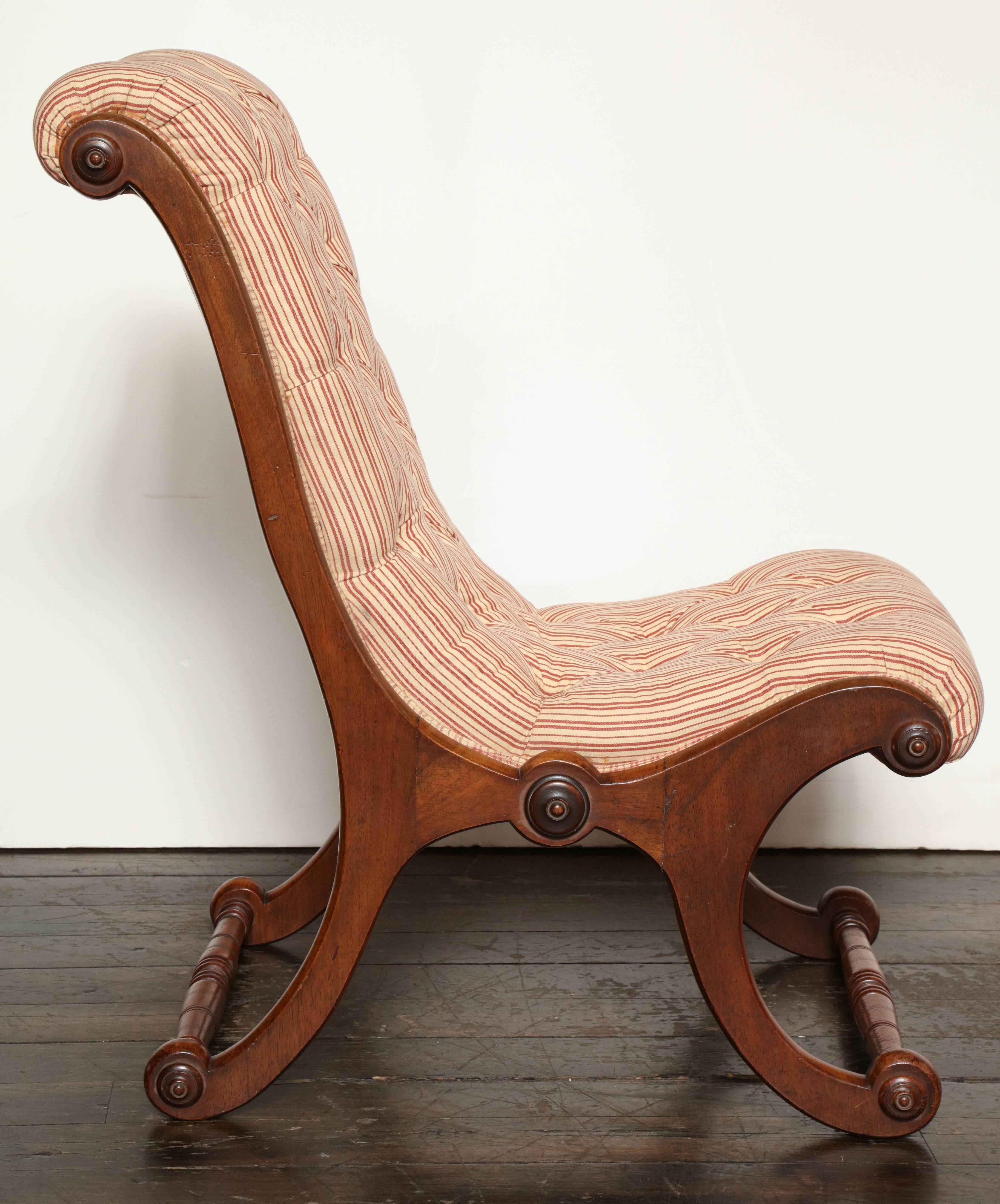 Mid-19th Century English, Mahogany Slipper Chair 1