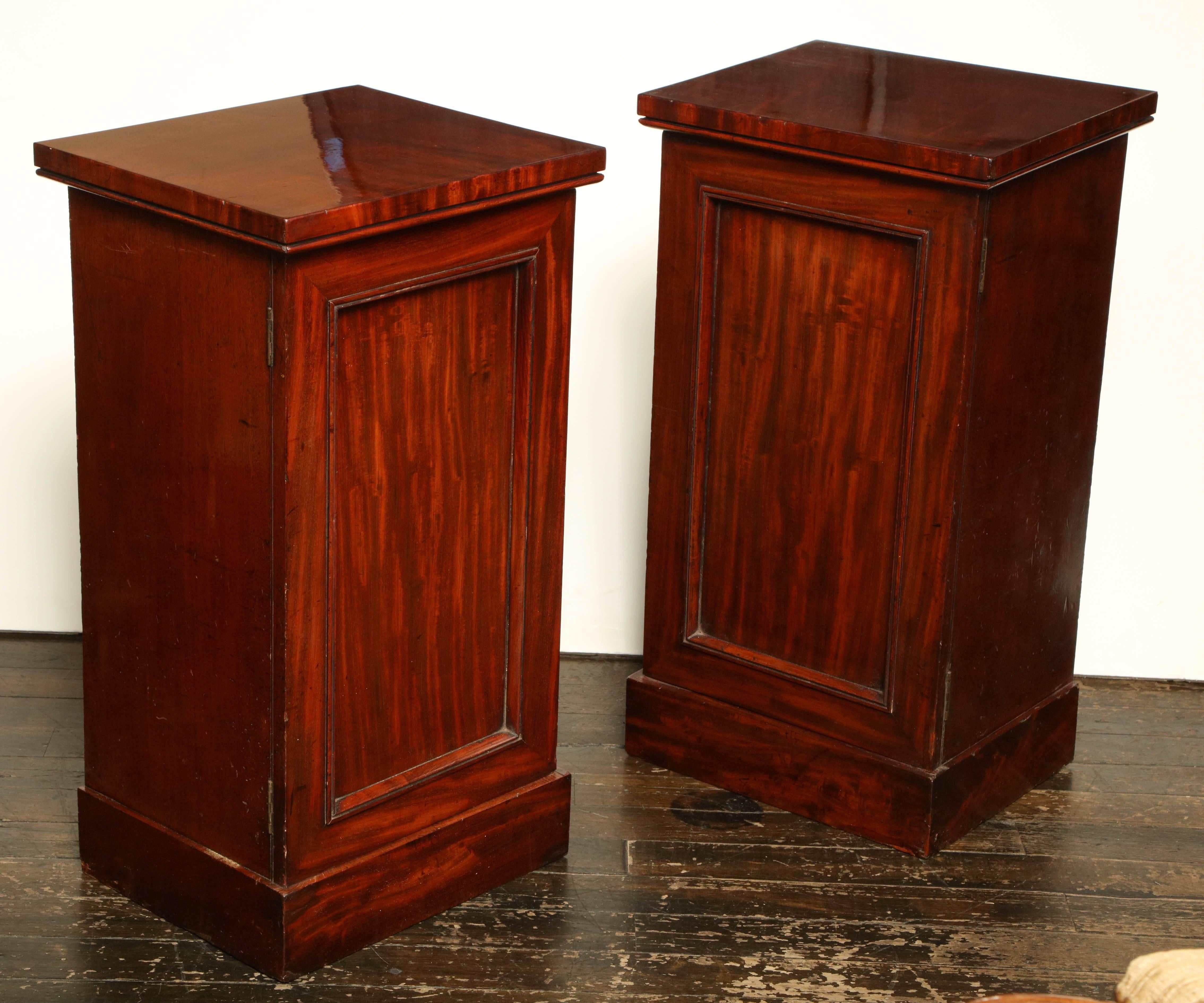 Pair of late 19th century English, mahogany bedside tables.