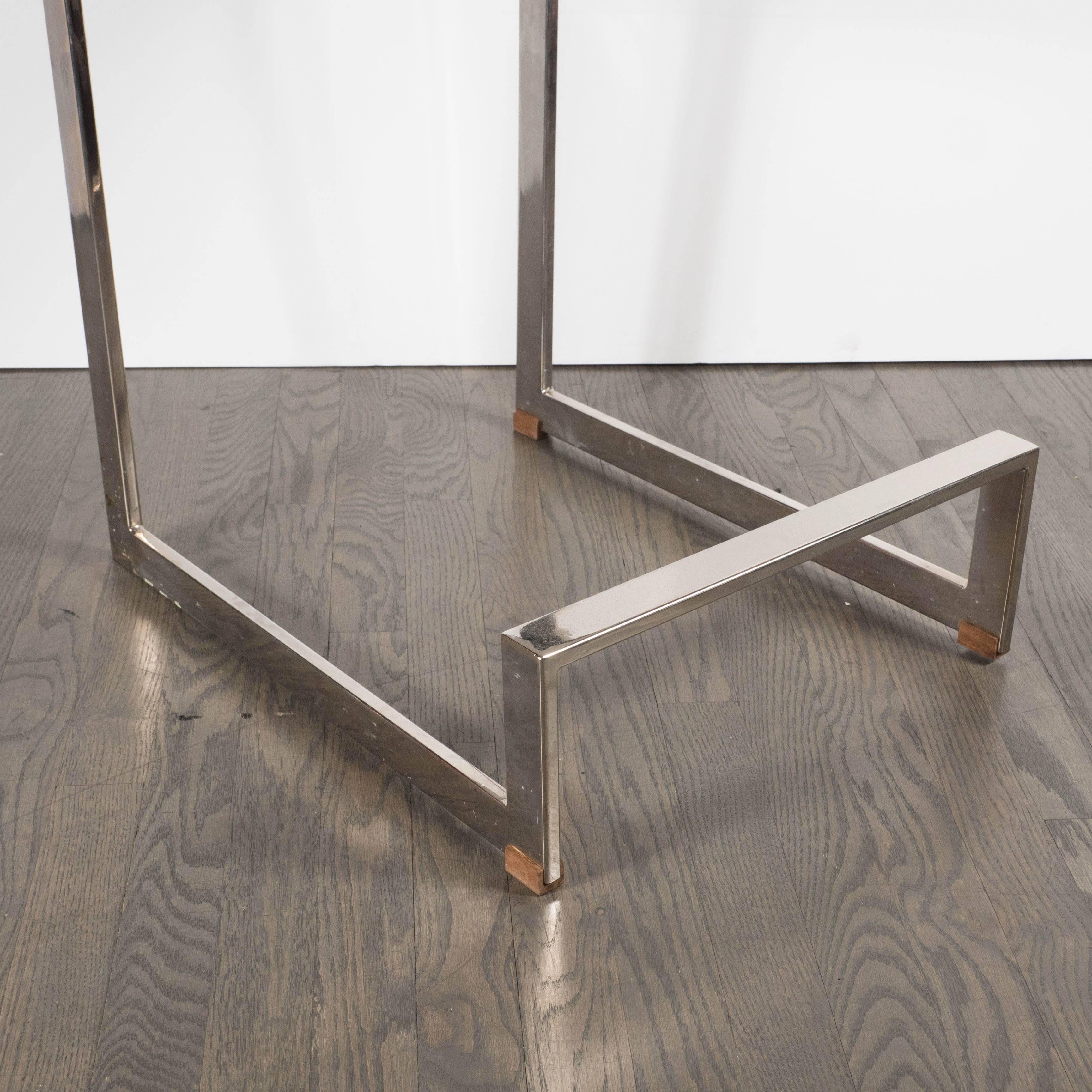 Polished Set of Four Mid-Century Modernist Cantilever Bar Stools by Milo Baughman