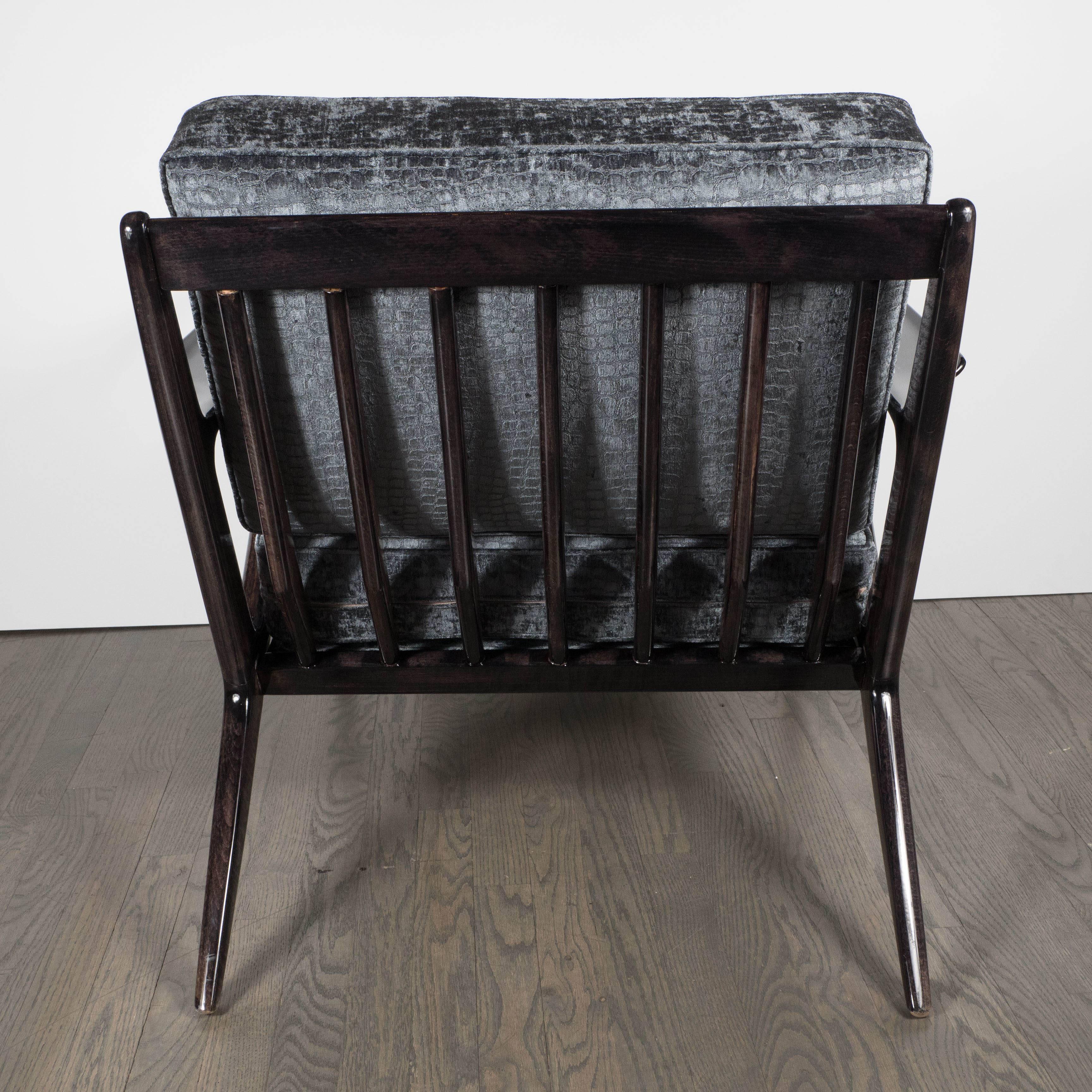 Velvet Mid-Century Pair of Easy Chairs by Poul Jensen for Selig
