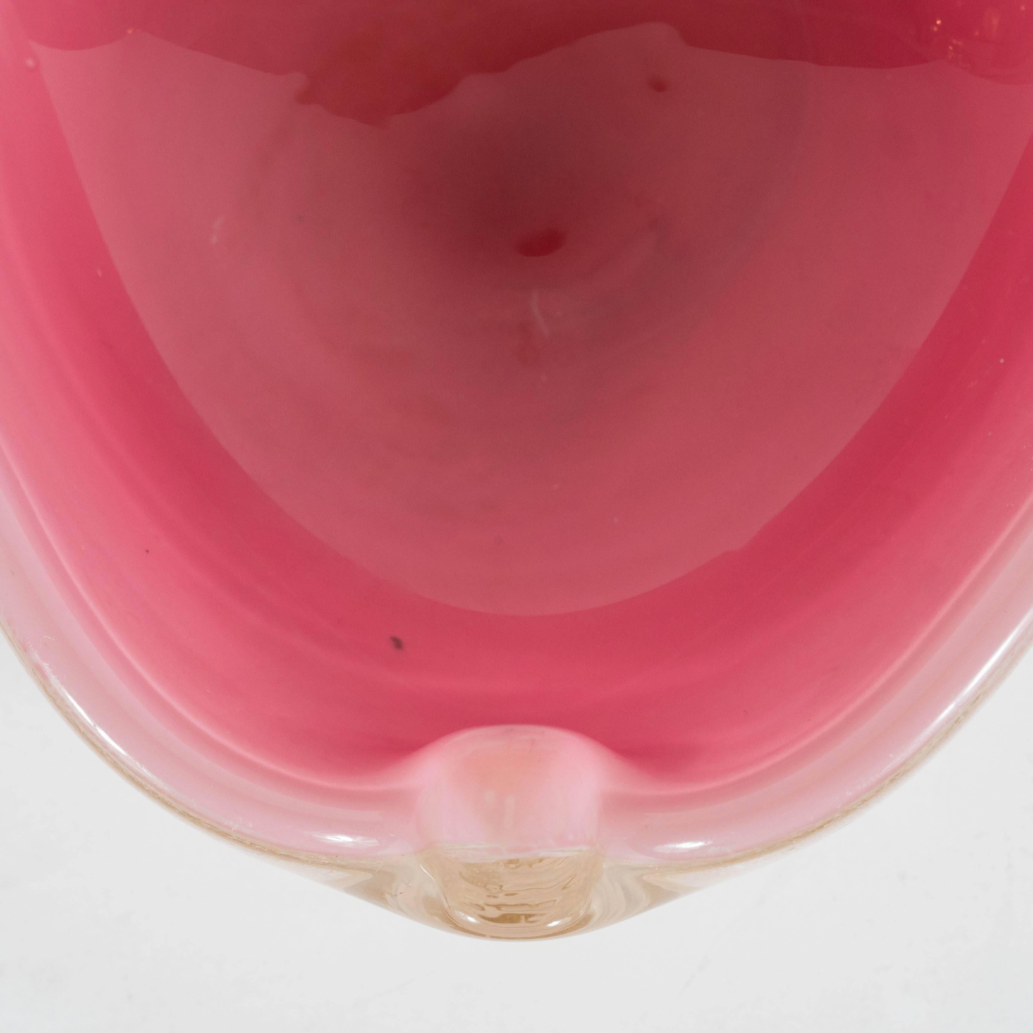 Murano Glass Mid-Century Murano Decorative Bowl in Pale Pink with 24-Karat Gold Flecks