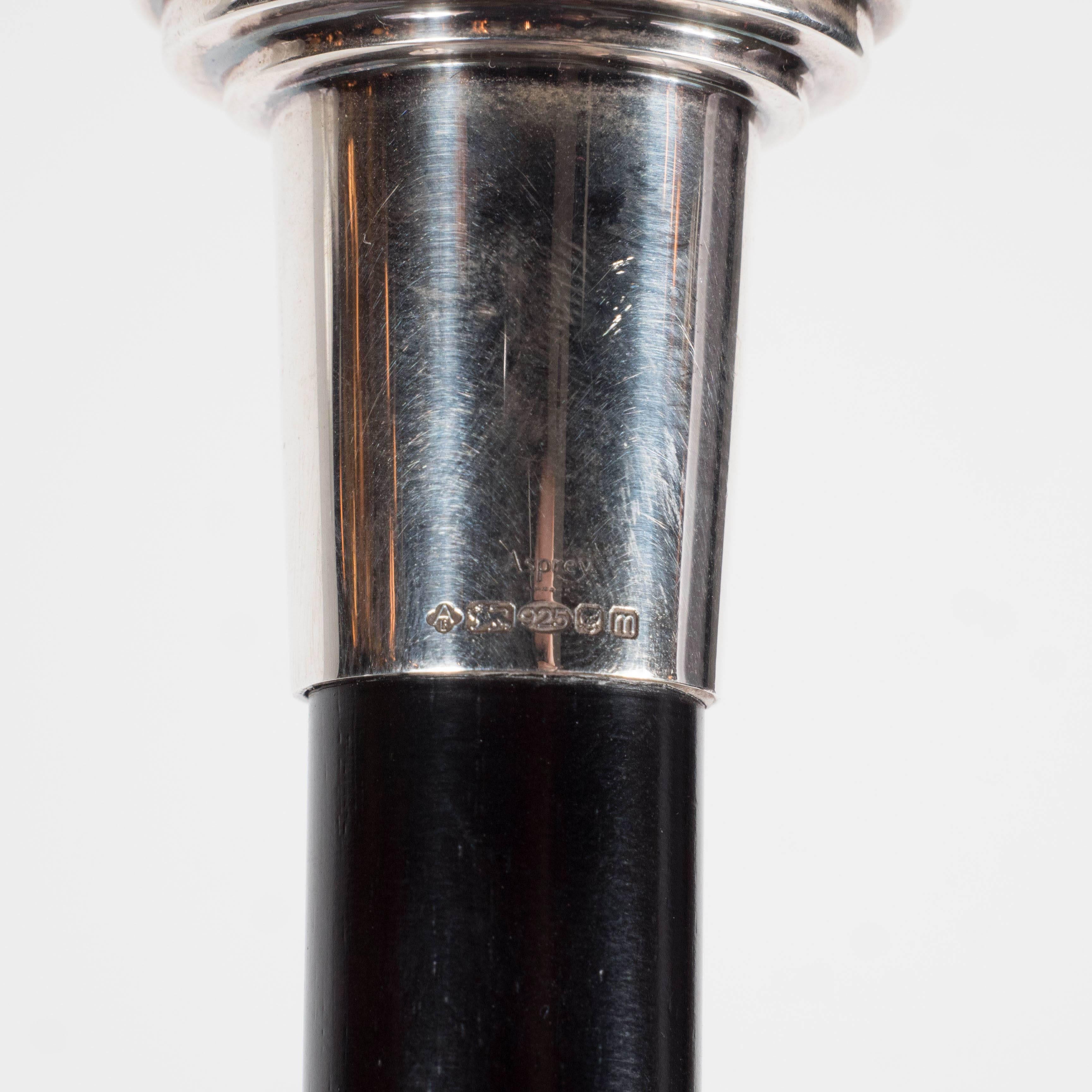 Asprey & Co Sterling Silver, Gilt and Ebony Duck Walking Stick In Excellent Condition In New York, NY