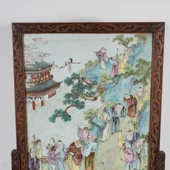 Exquisite Antique 19th Century Chinese Export and Rosewood Table Screen