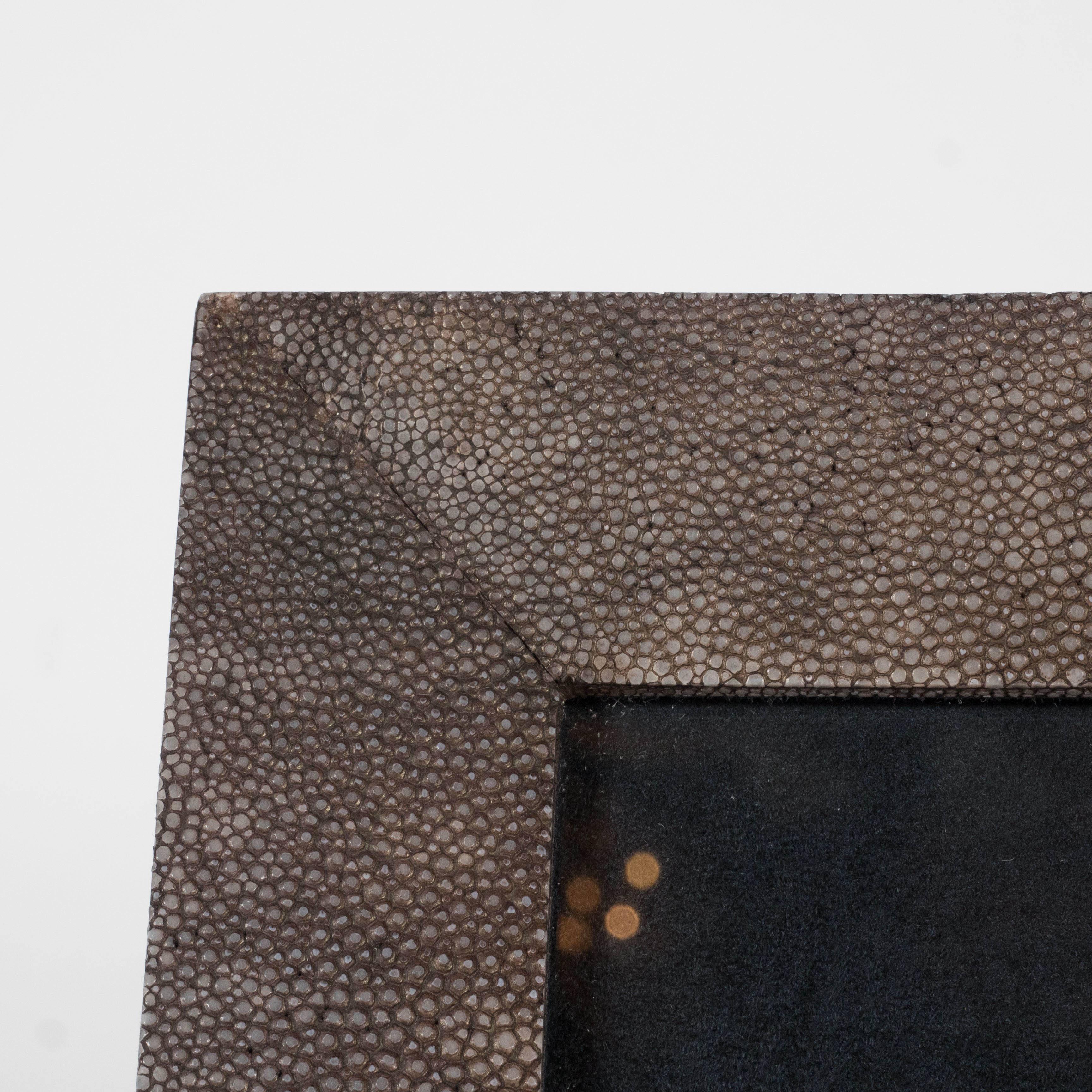 Modernist Tobacco Shagreen-Wrapped Picture Frame In Excellent Condition In New York, NY