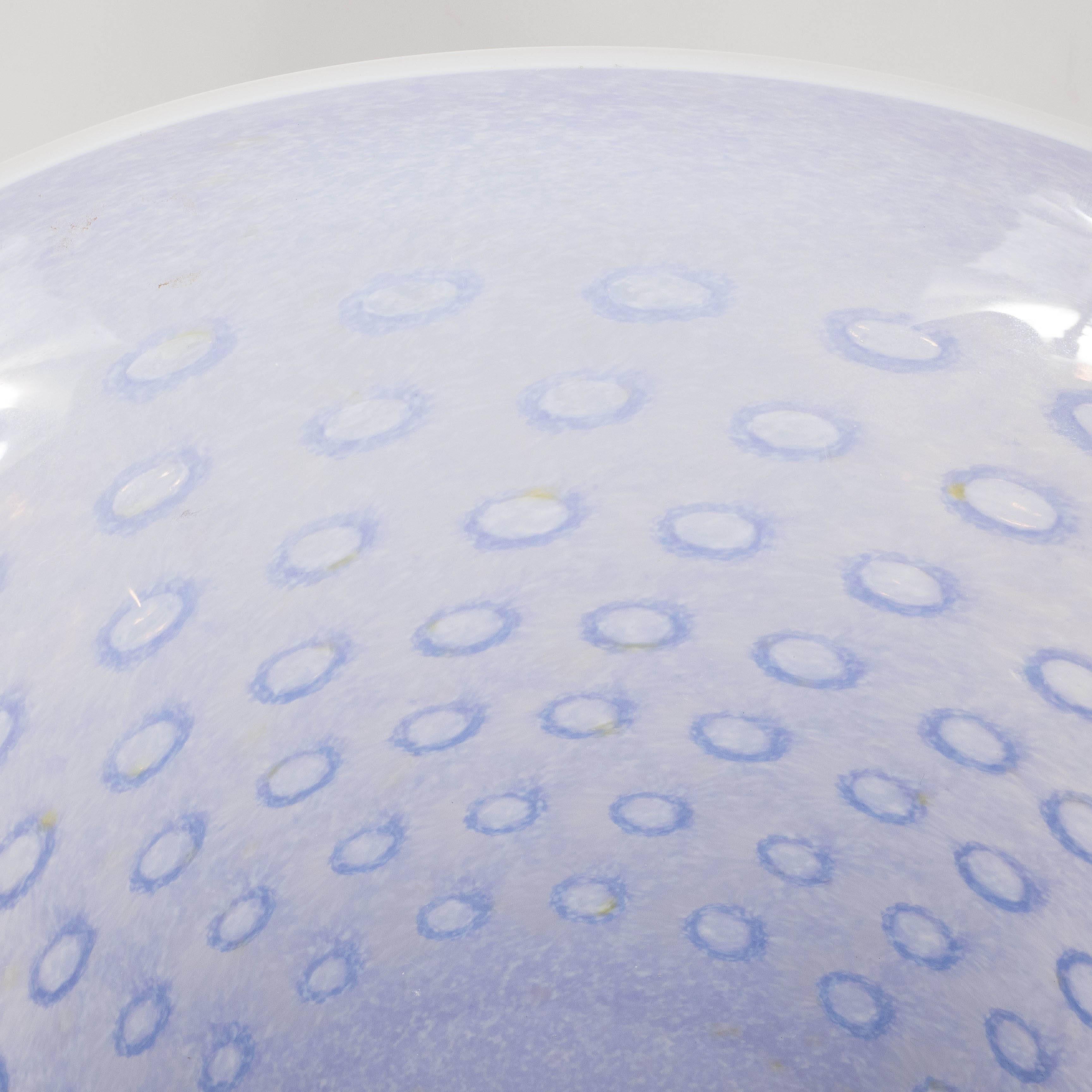 Italian Translucent Handblown Murano Glass Bowl in Whites and Pale Lavender