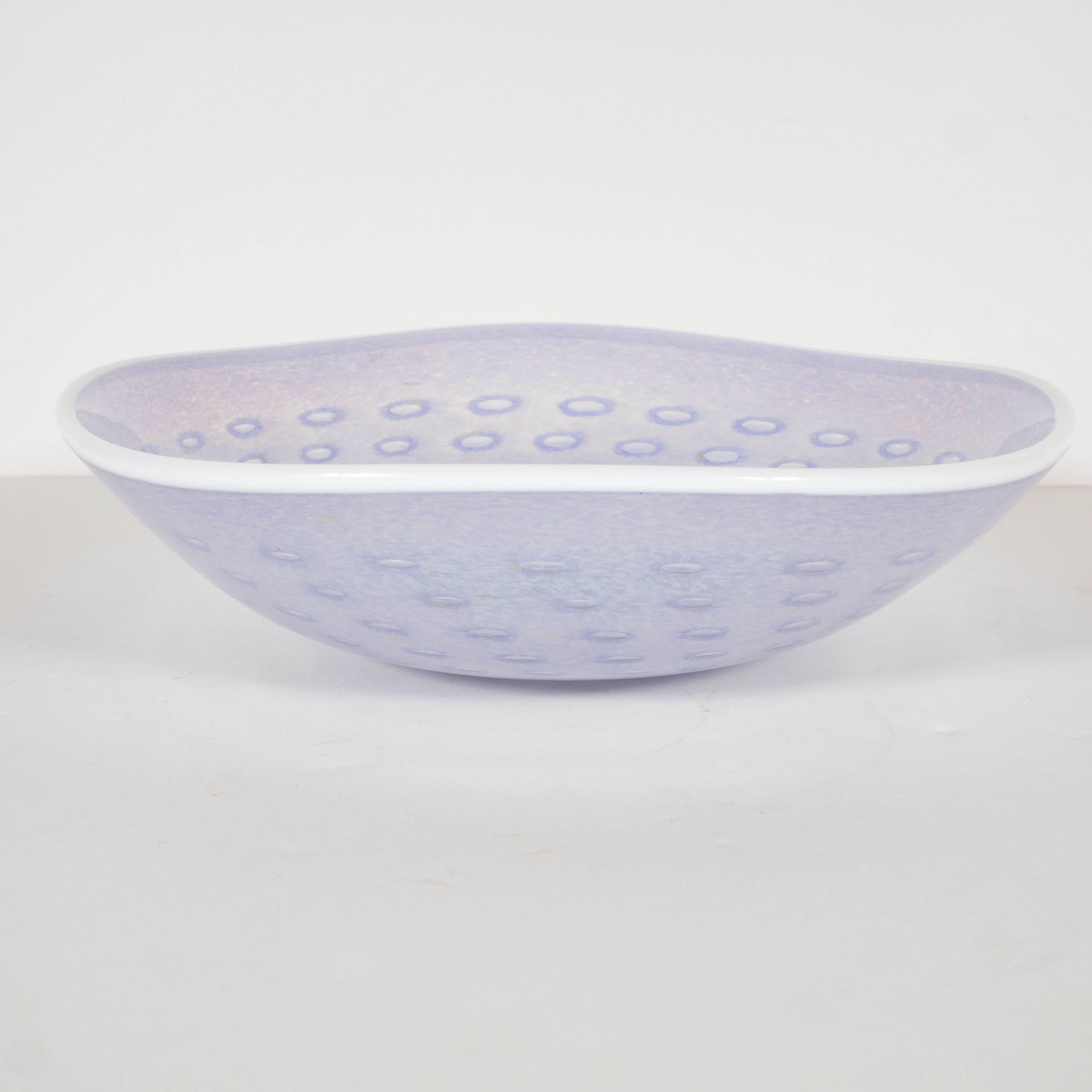Translucent Handblown Murano Glass Bowl in Whites and Pale Lavender In Excellent Condition In New York, NY