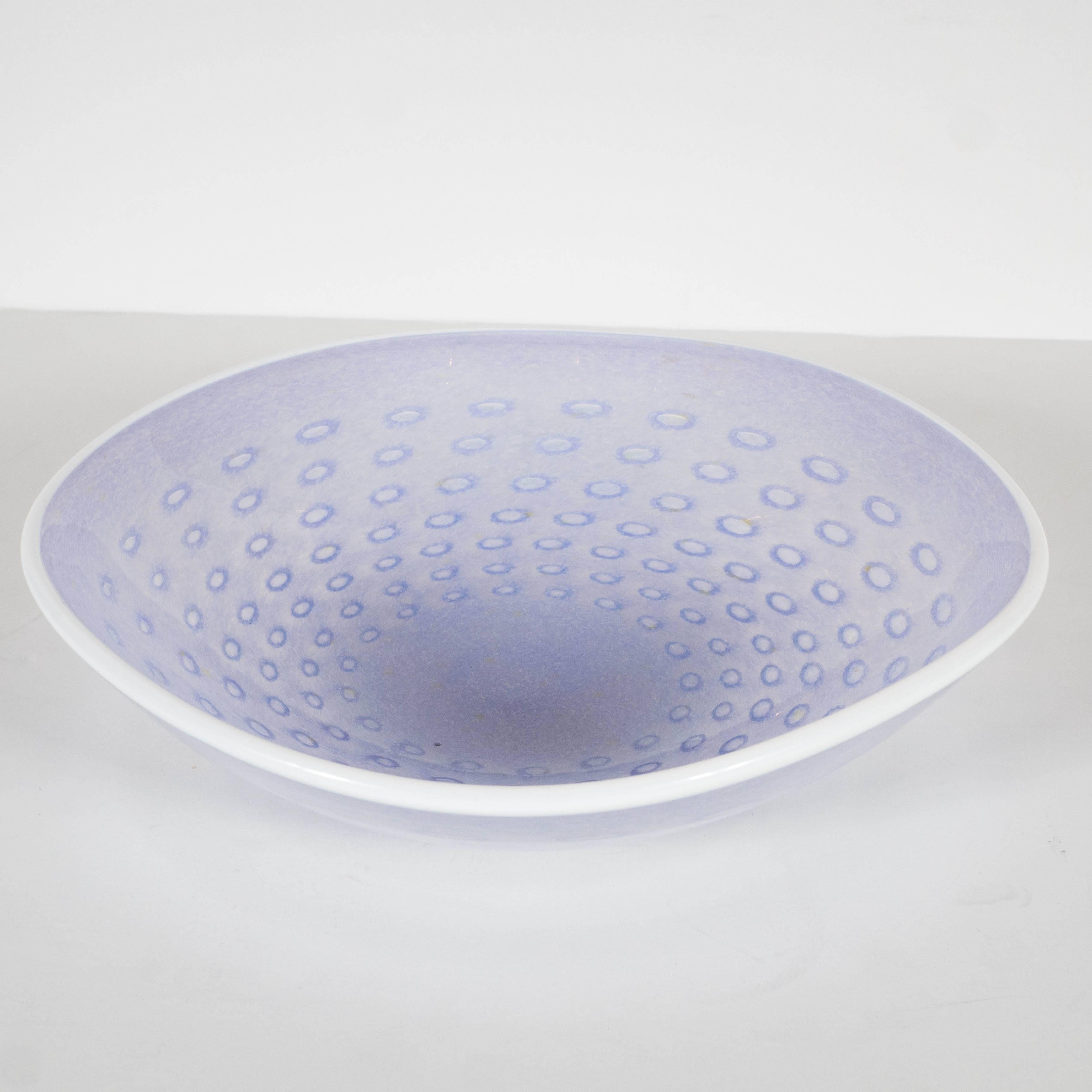Translucent Handblown Murano Glass Bowl in Whites and Pale Lavender 2