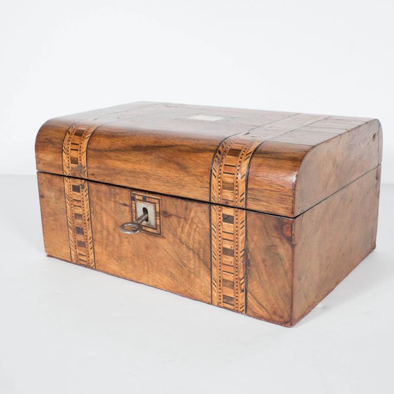 Arts and Crafts Jewelry Box with Inlaid Wood and MotherofPearl