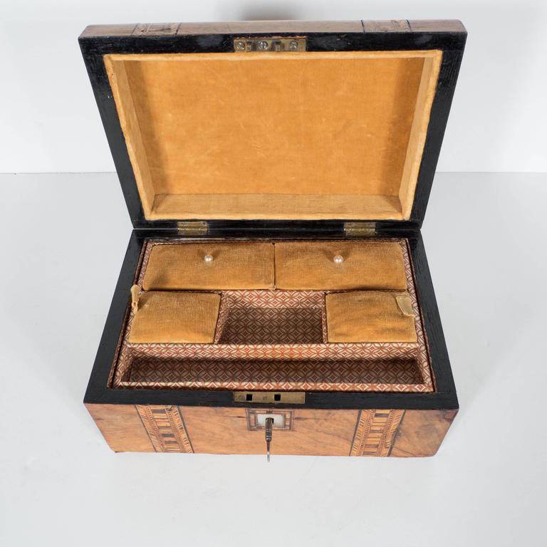 Arts and Crafts Jewelry Box with Inlaid Wood and MotherofPearl