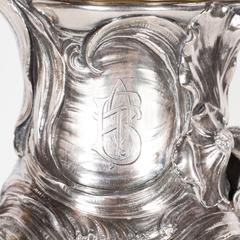 Art Nouveau Sterling Silver and Cut Crystal Wine Decanter or Water Pitcher