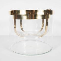 Caviar Server in Clear Glass and Polished Brass, Signed Gabriella Crespi
