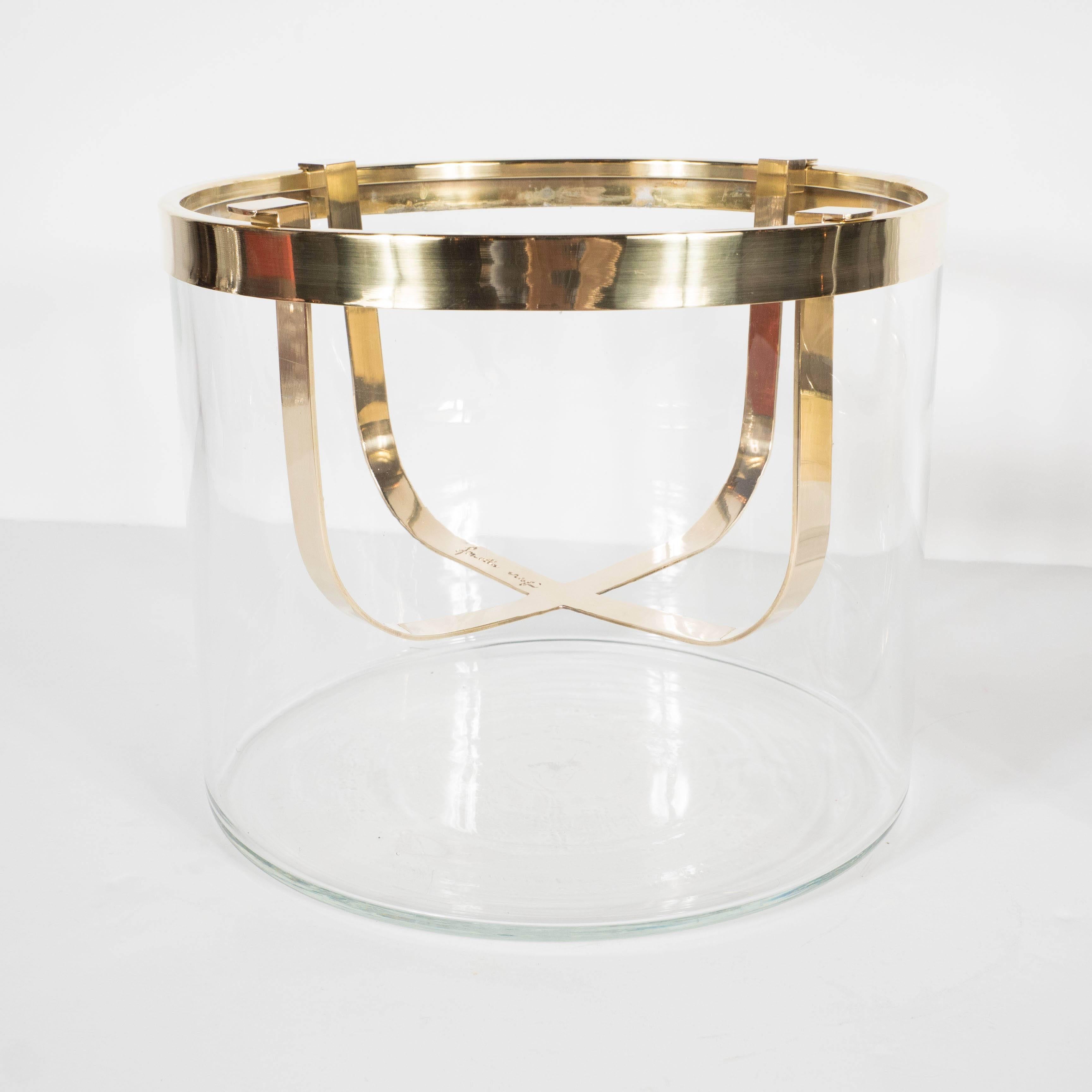 Caviar Server in Clear Glass and Polished Brass, Signed Gabriella Crespi 3