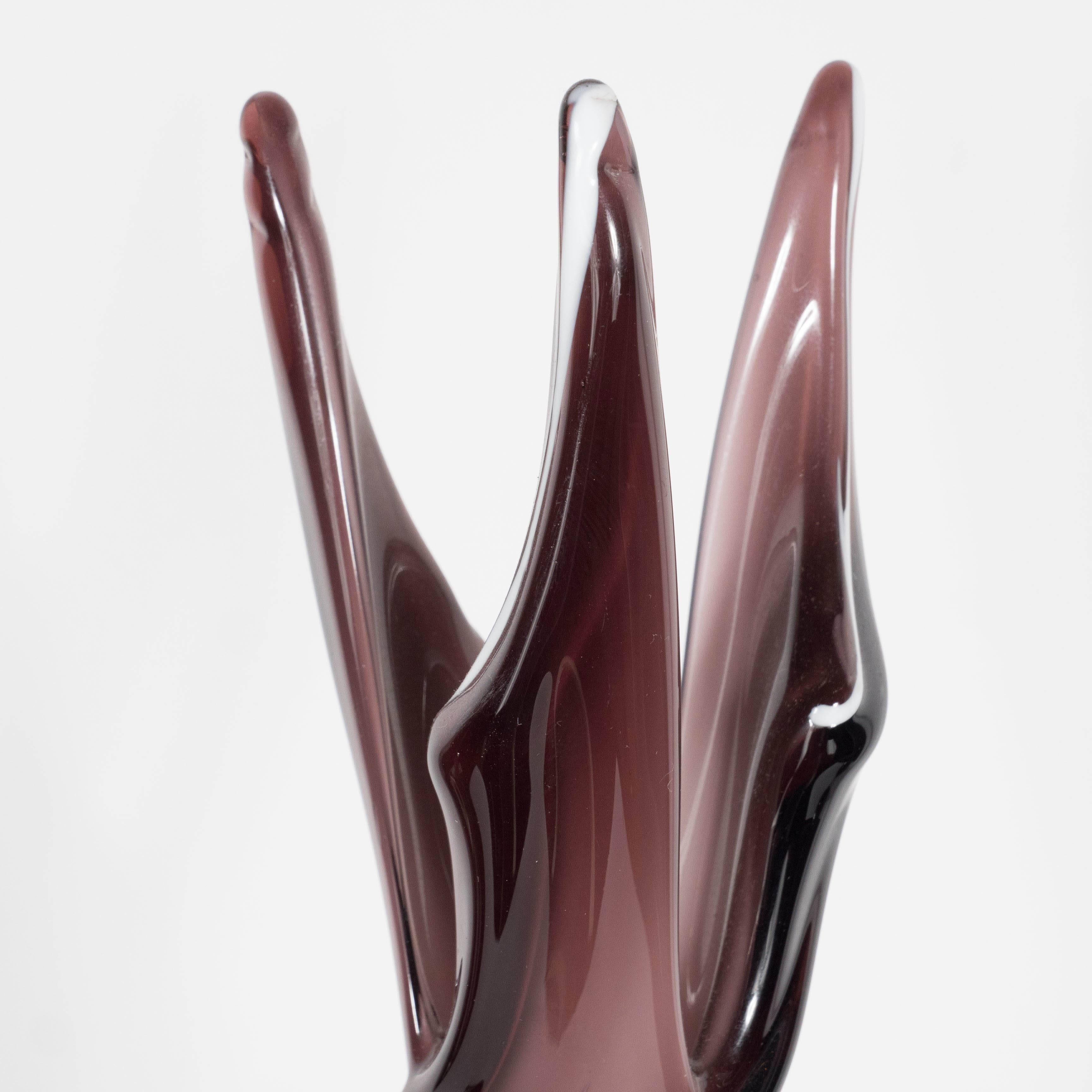 Italian Mid-Century Swirl Form Murano Vase in Amethyst and Aubergine Tones