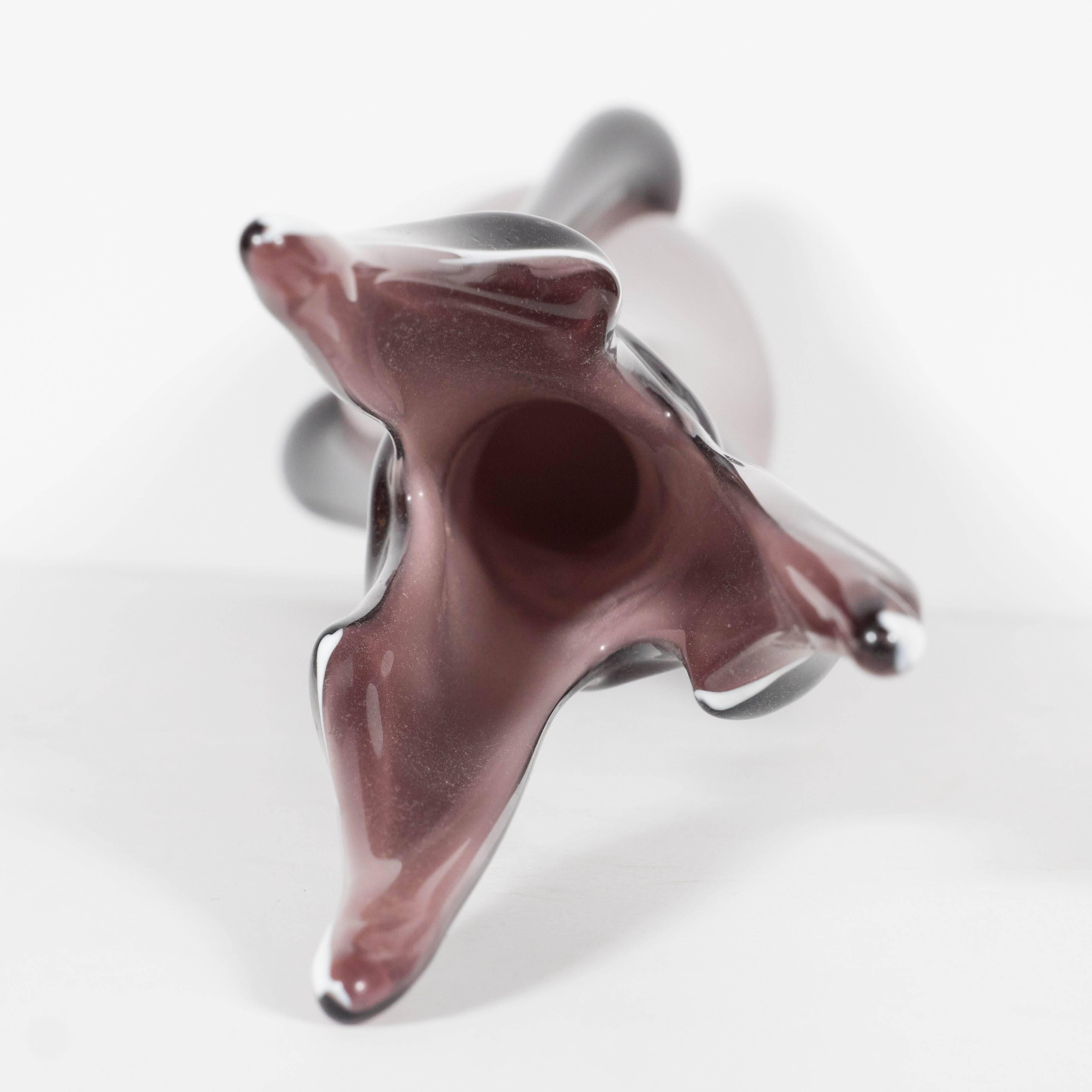 Murano Glass Mid-Century Swirl Form Murano Vase in Amethyst and Aubergine Tones