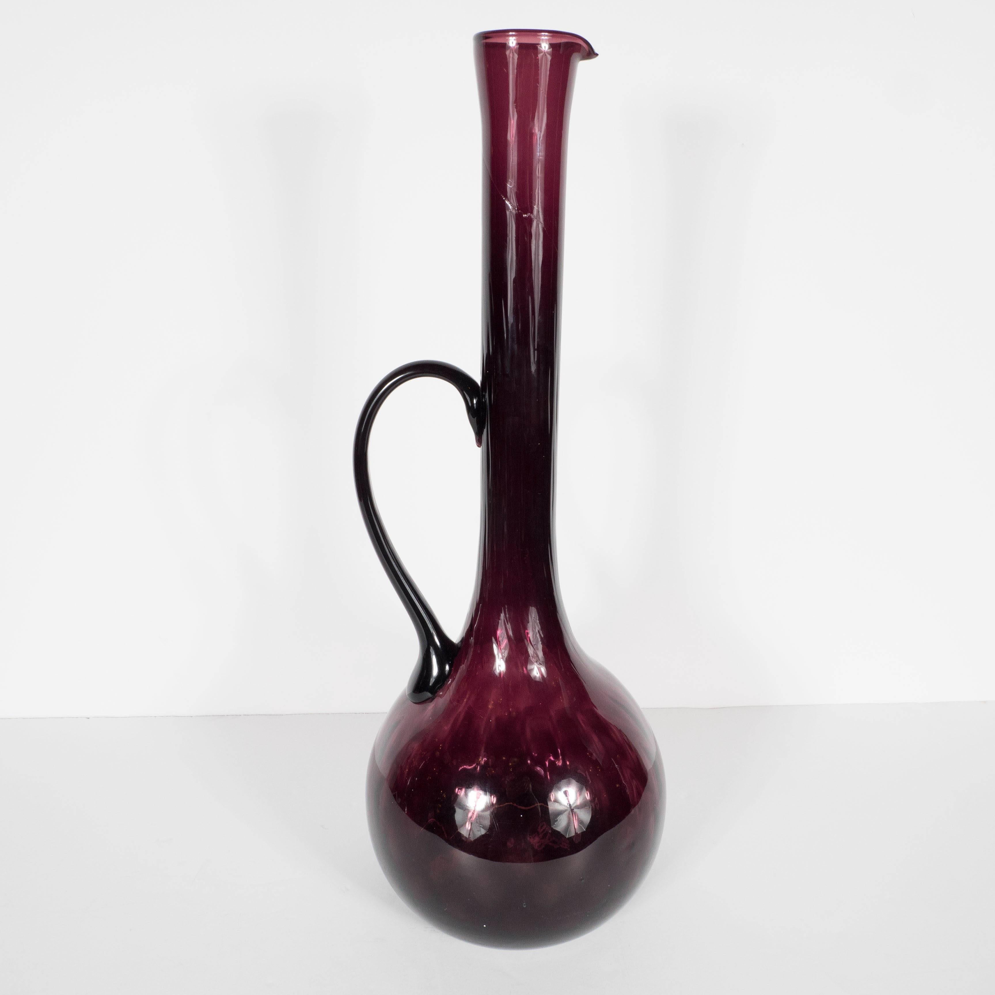 Mid-Century Murano Vase or Decorative Pitcher in Aubergine Tones In Excellent Condition In New York, NY