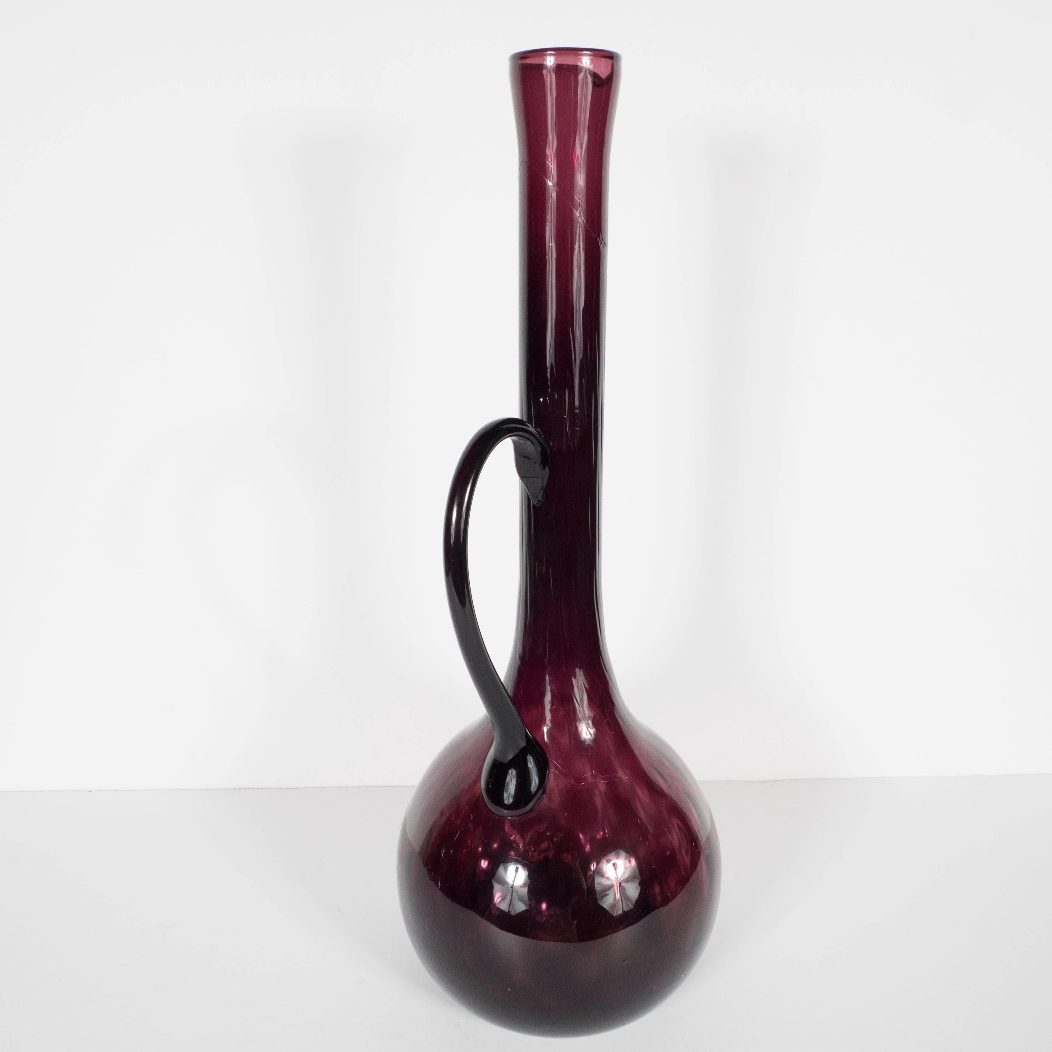 Murano Glass Mid-Century Murano Vase or Decorative Pitcher in Aubergine Tones