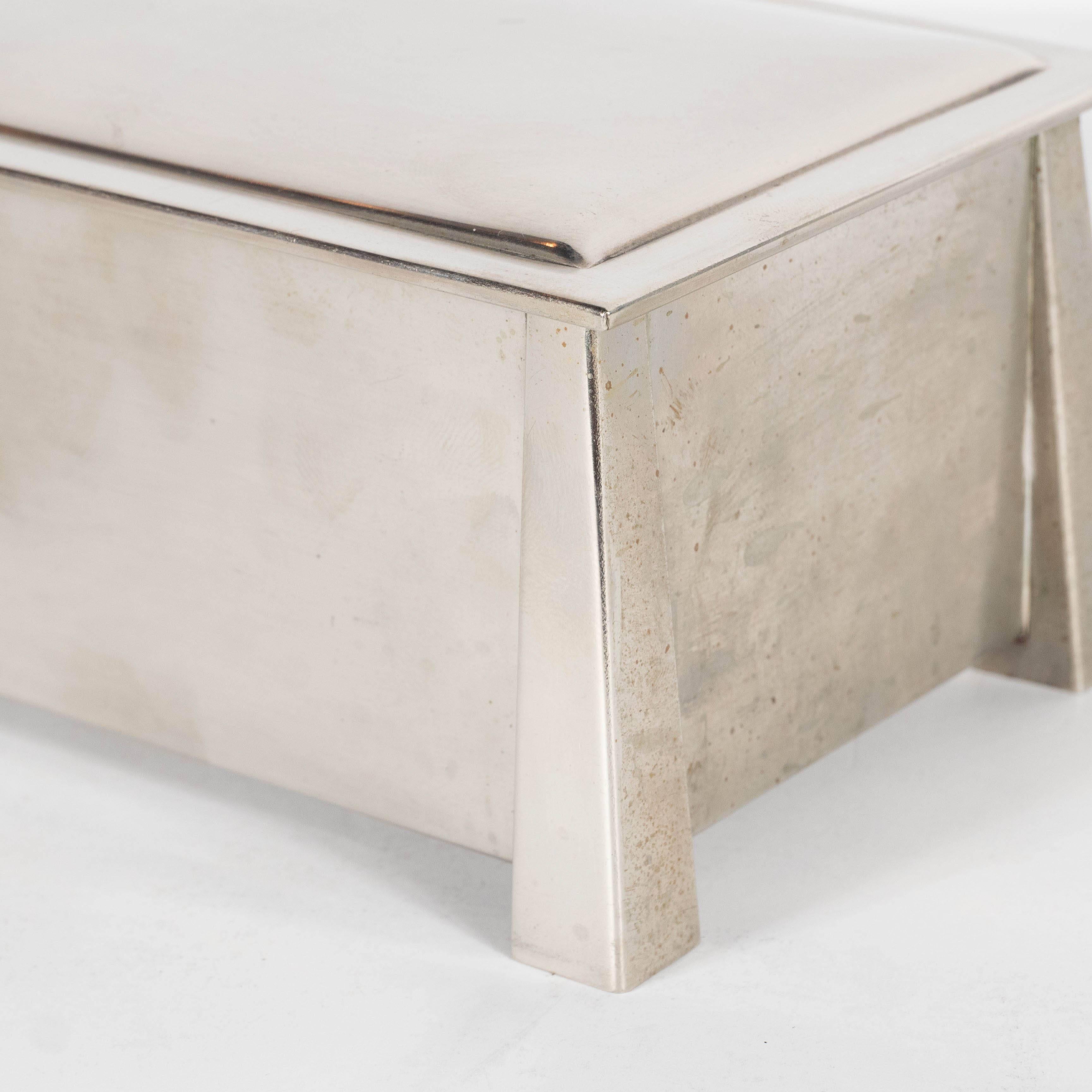 American Stunning Art Deco Nickel Silver Box by the Fatima Co