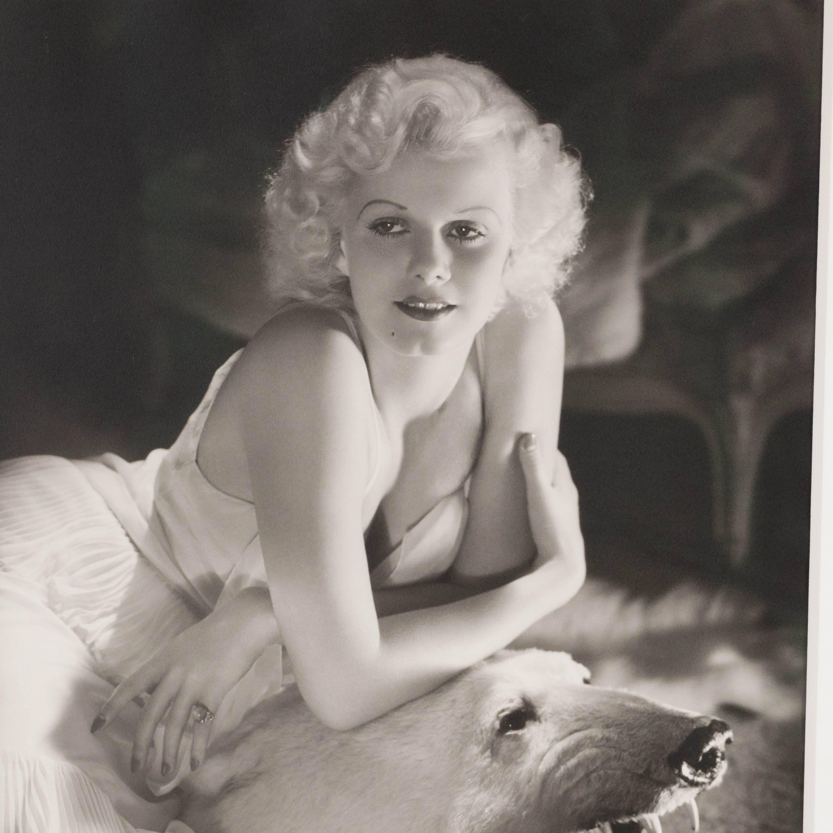 Art Deco Framed and Original Documented Photograph of Jean Harlow by George Hurrell