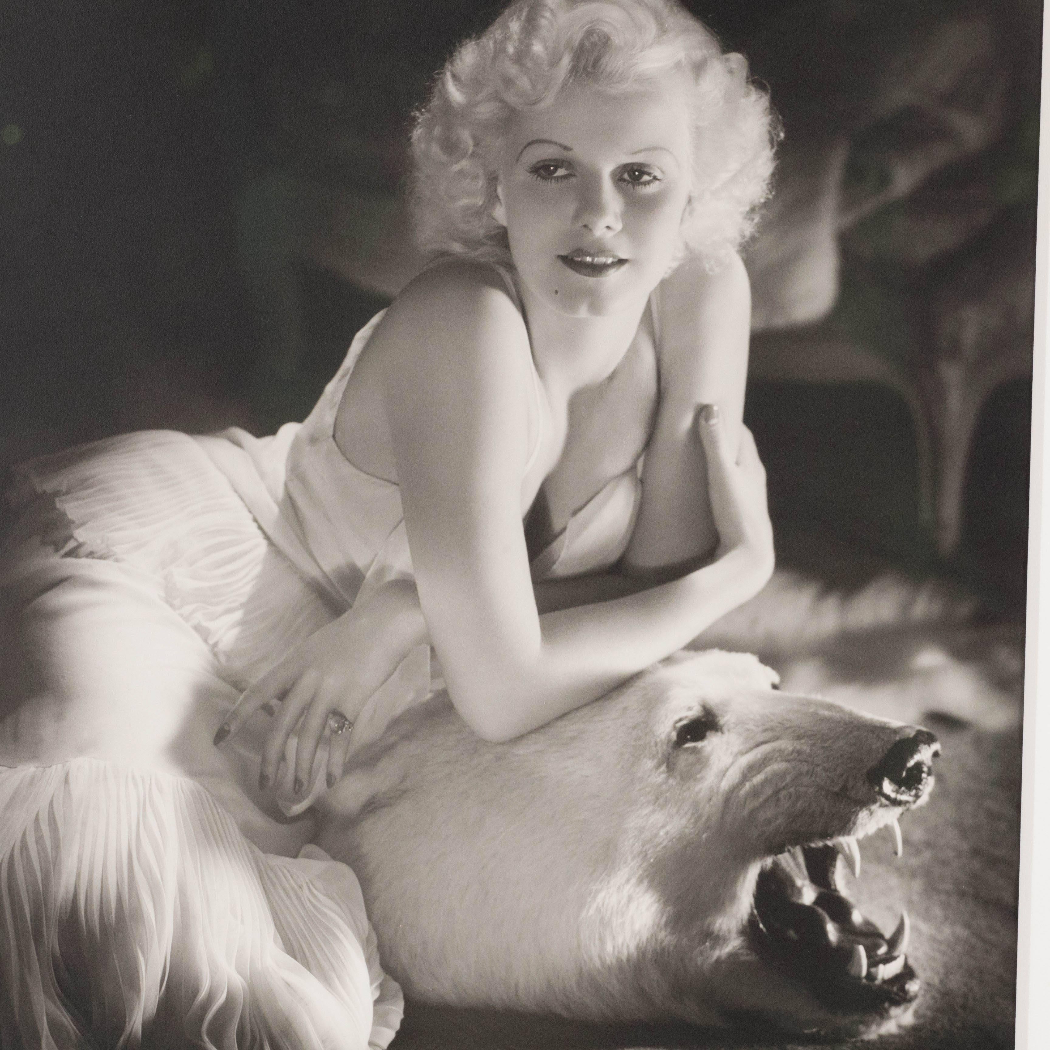 Framed and Original Documented Photograph of Jean Harlow by George Hurrell In Excellent Condition In New York, NY