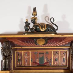 Art Deco Egyptian Revival Secretaire with Gilded Detailing