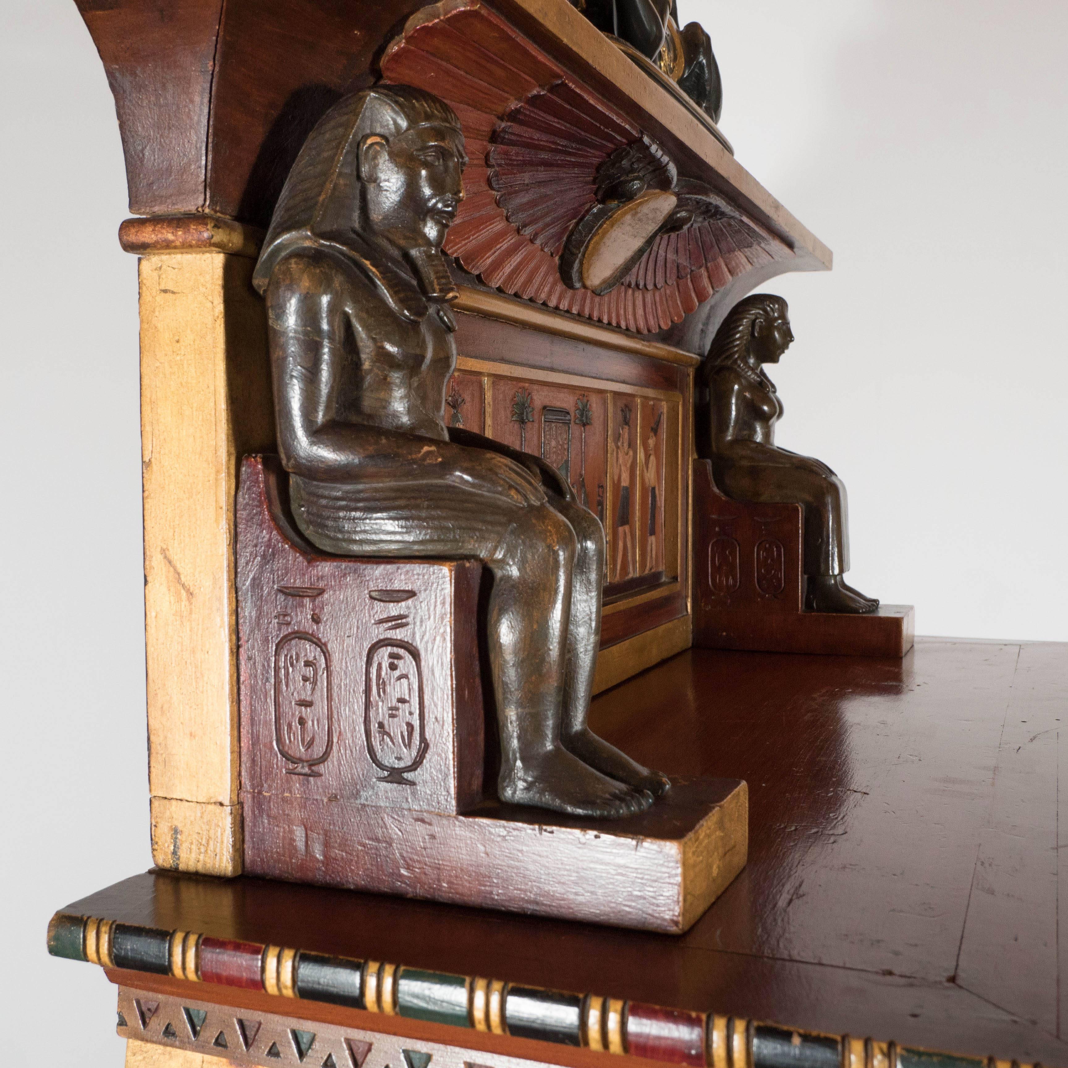 Art Deco Egyptian Revival Secretaire with Gilded Detailing 1