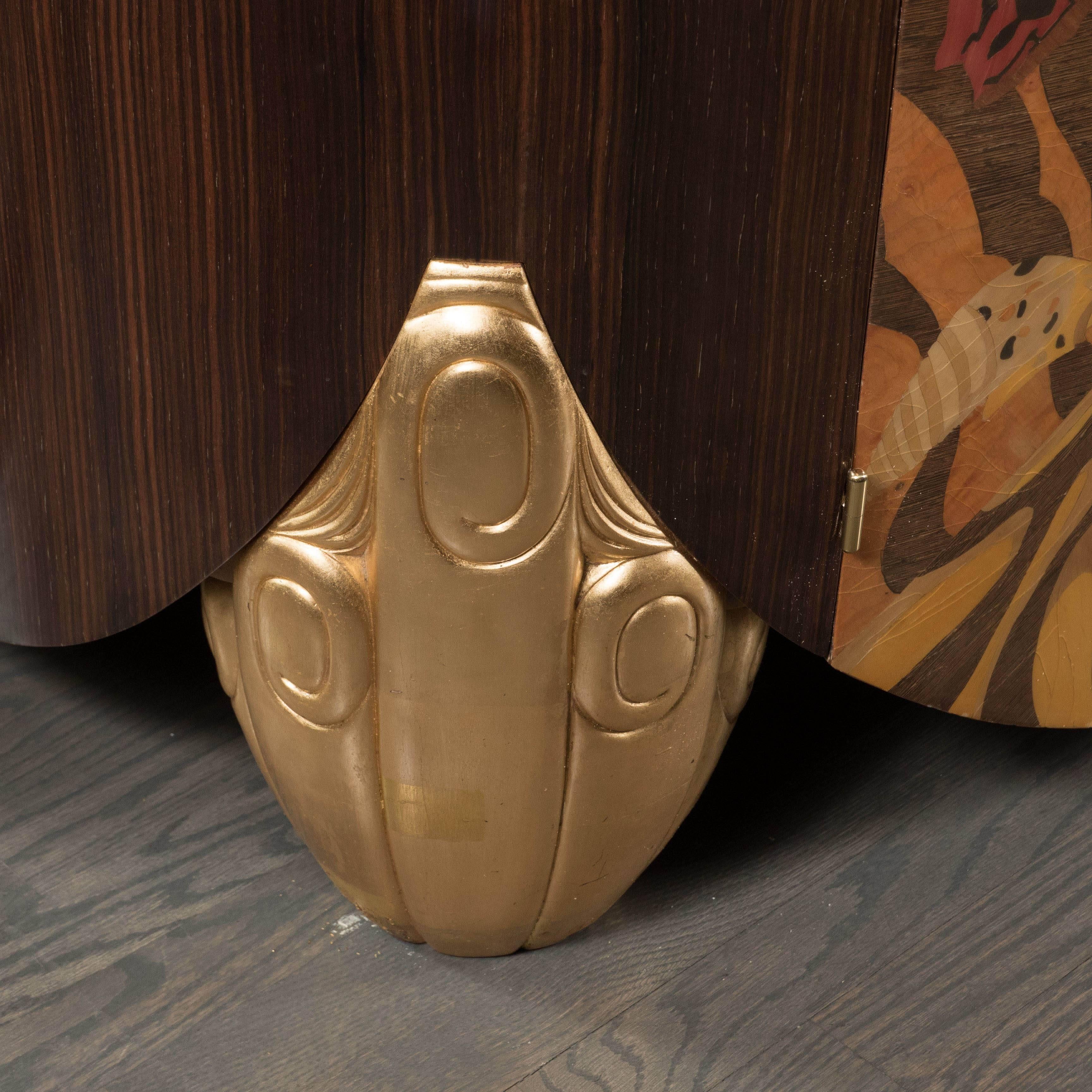Art Deco Style Sideboard or Cabinet with Exotic Wood Inlay and Marble Top 4