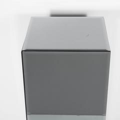 Mid-Century Modernist Smoked Mirrored Glass Pedestal with Beveled Edges