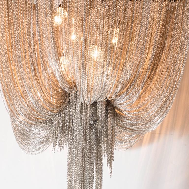 Modern Polished Stainless Steel Mesh "Atlantis" Chandelier by Barlas