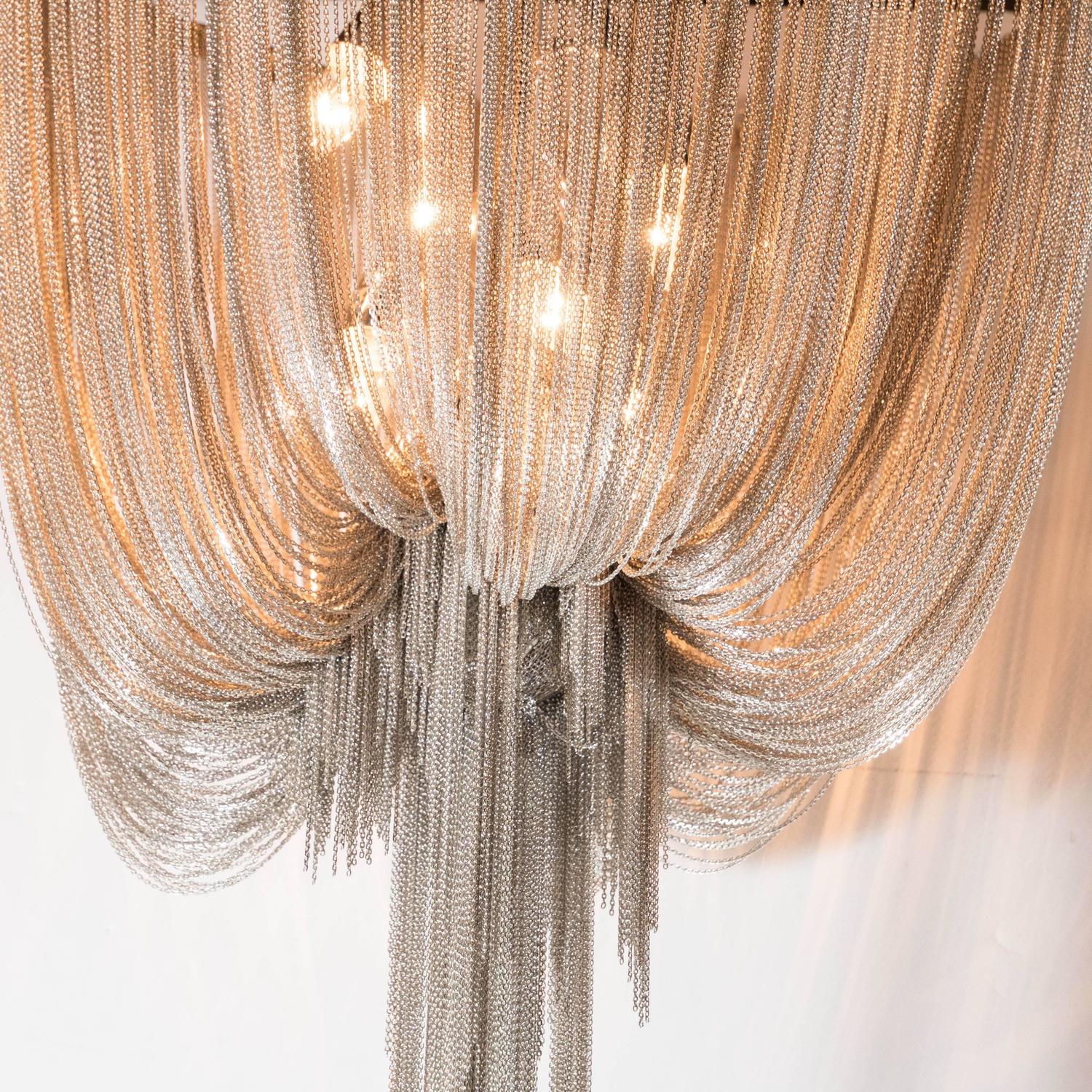 Modern Polished Stainless Steel Mesh "Atlantis" Chandelier by Barlas